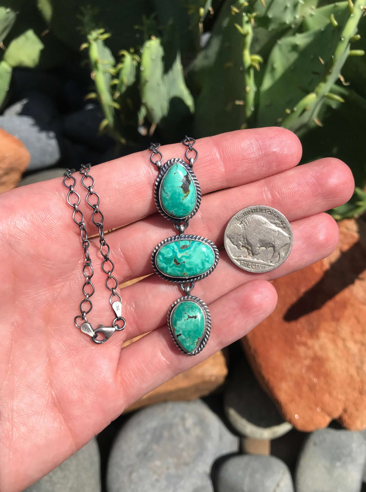 The Arroyo Lariat Necklace, 5-Necklaces-Calli Co., Turquoise and Silver Jewelry, Native American Handmade, Zuni Tribe, Navajo Tribe, Brock Texas