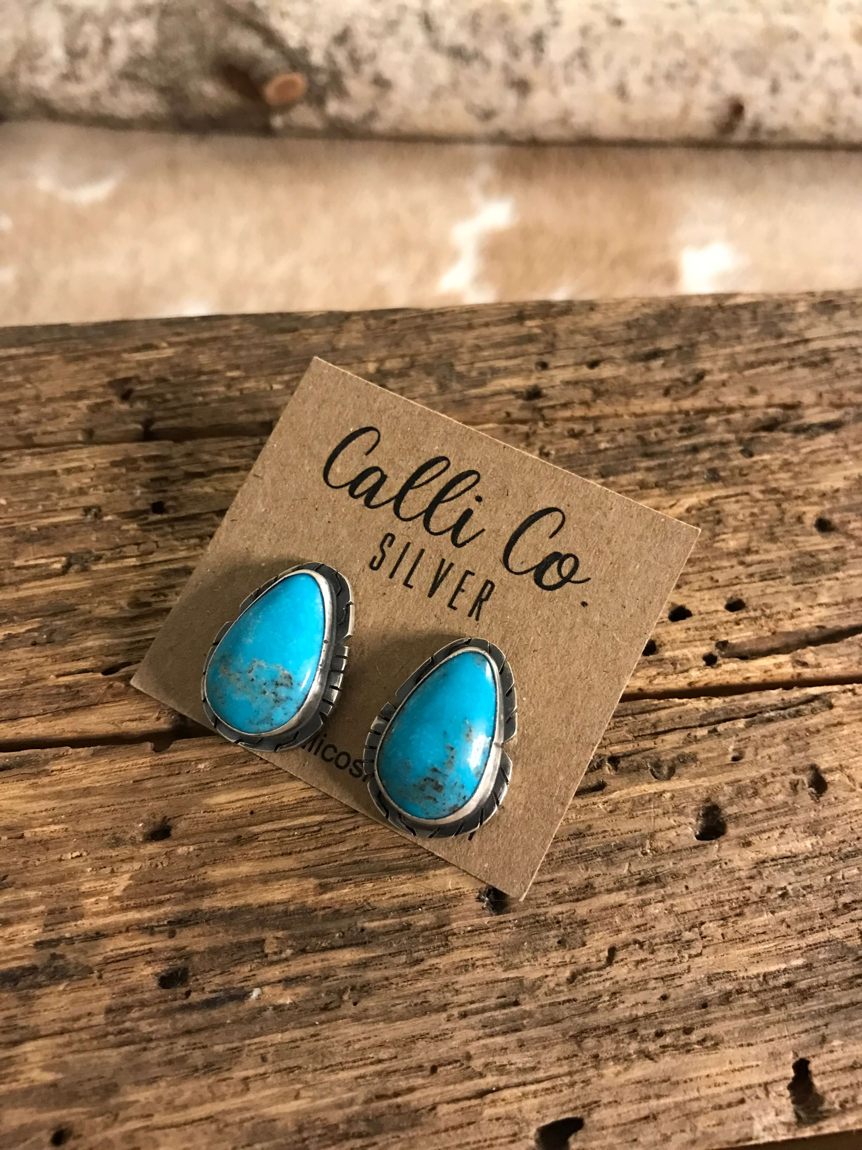 The Turquoise Studs, 3-Earrings-Calli Co., Turquoise and Silver Jewelry, Native American Handmade, Zuni Tribe, Navajo Tribe, Brock Texas