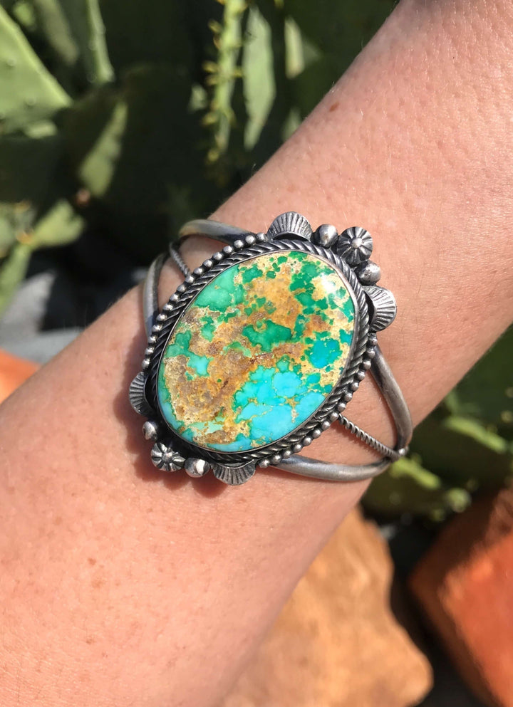 The Valle Grande Cuff-Bracelets & Cuffs-Calli Co., Turquoise and Silver Jewelry, Native American Handmade, Zuni Tribe, Navajo Tribe, Brock Texas