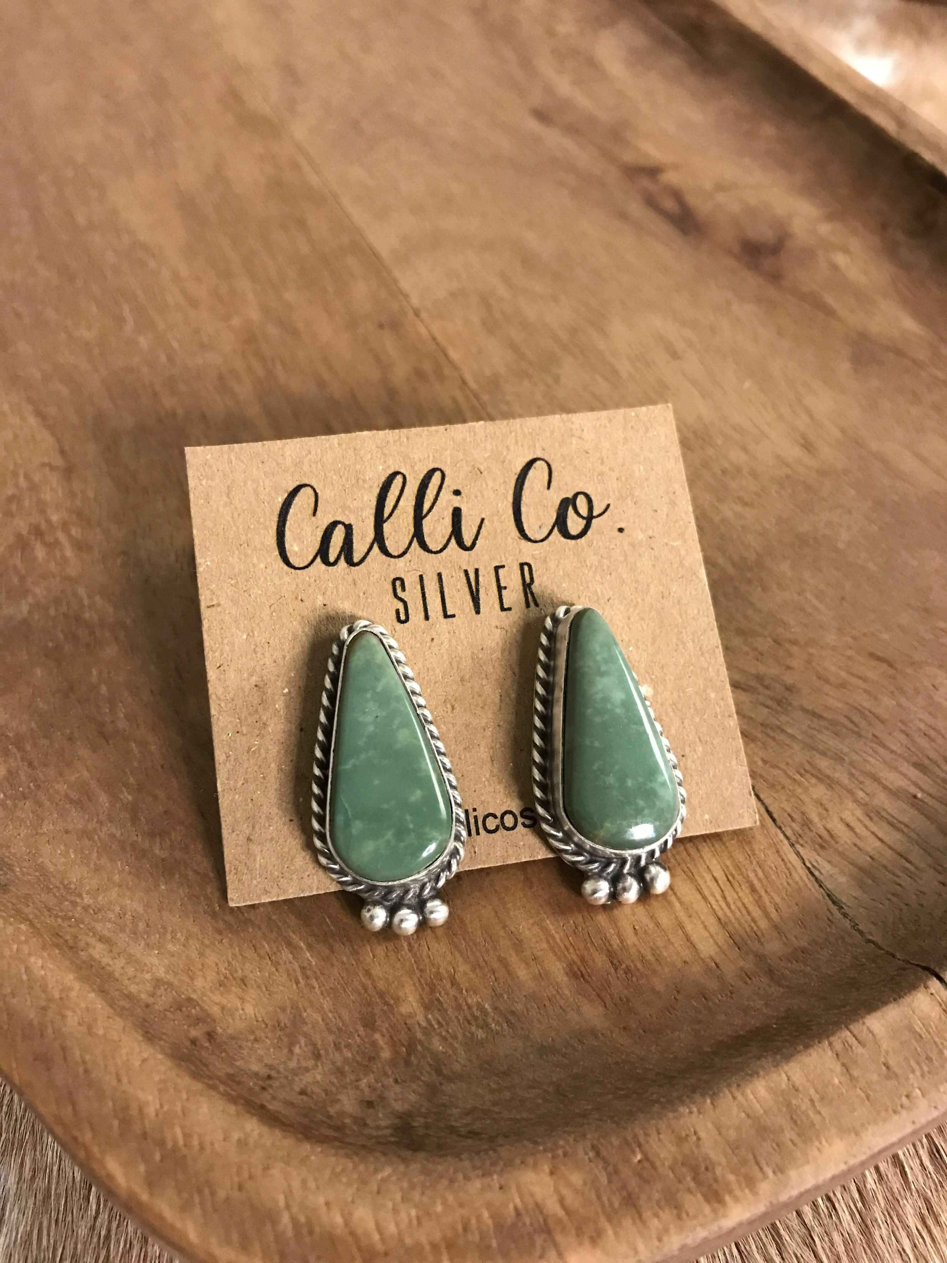 The Turquoise Studs, 8-Earrings-Calli Co., Turquoise and Silver Jewelry, Native American Handmade, Zuni Tribe, Navajo Tribe, Brock Texas