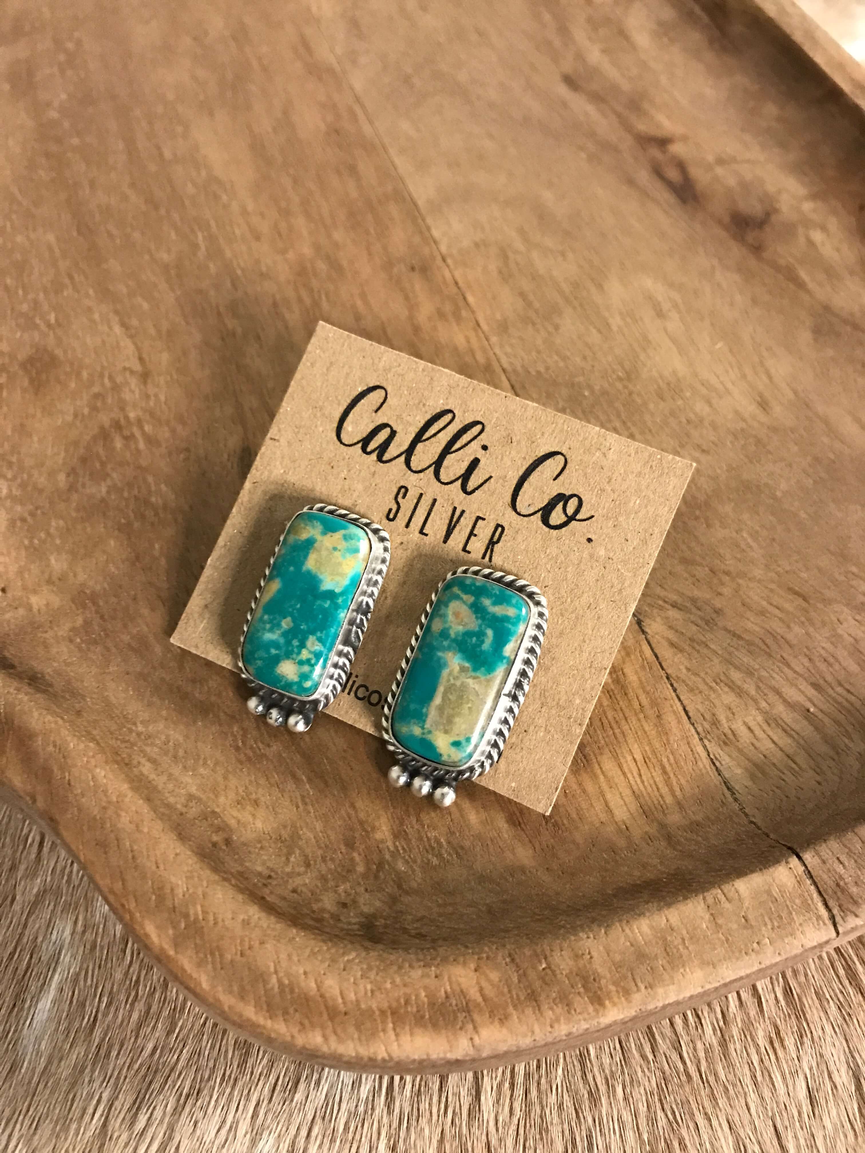 The Turquoise Studs, 12-Earrings-Calli Co., Turquoise and Silver Jewelry, Native American Handmade, Zuni Tribe, Navajo Tribe, Brock Texas