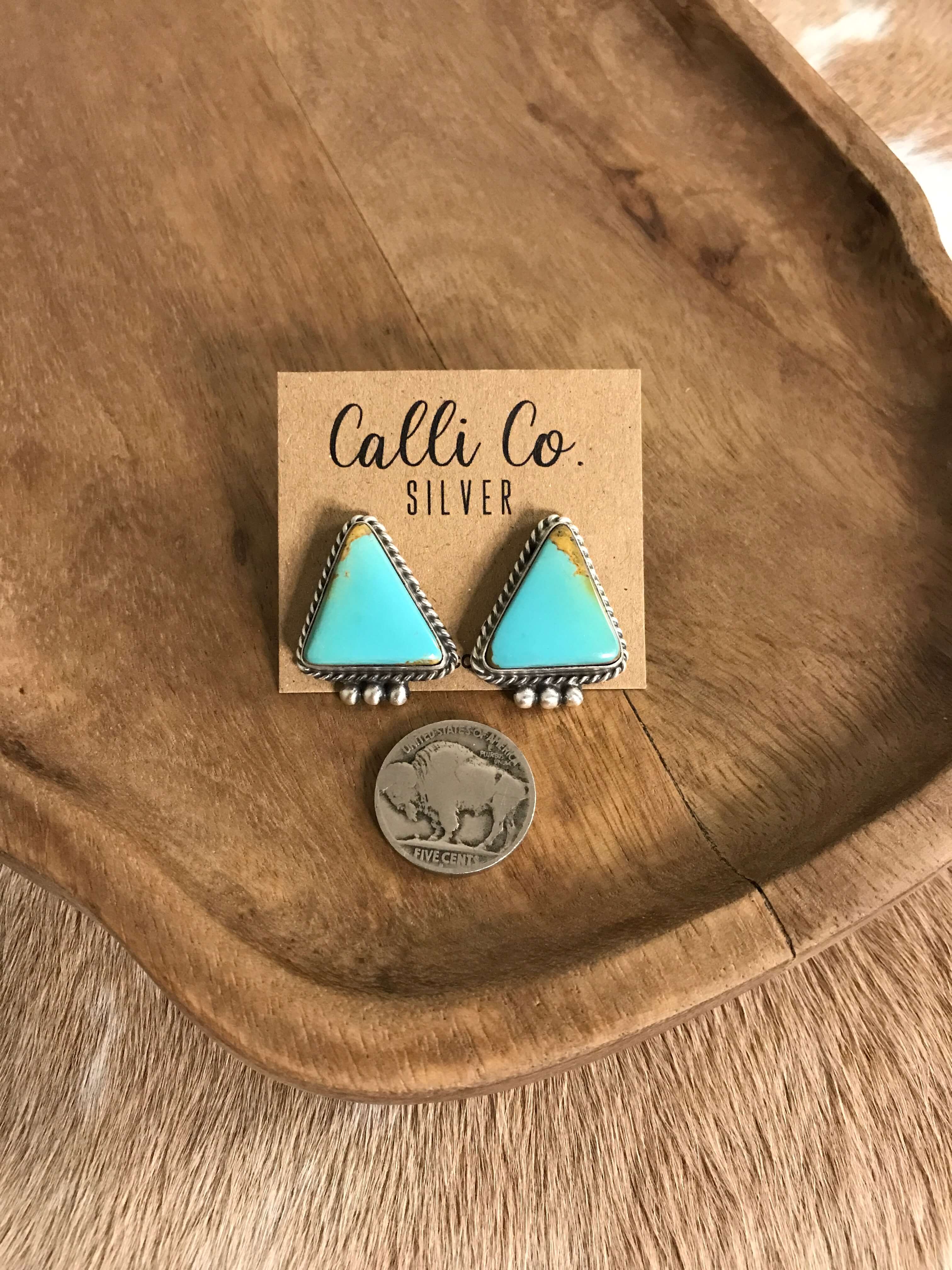 The Turquoise Studs, 13-Earrings-Calli Co., Turquoise and Silver Jewelry, Native American Handmade, Zuni Tribe, Navajo Tribe, Brock Texas