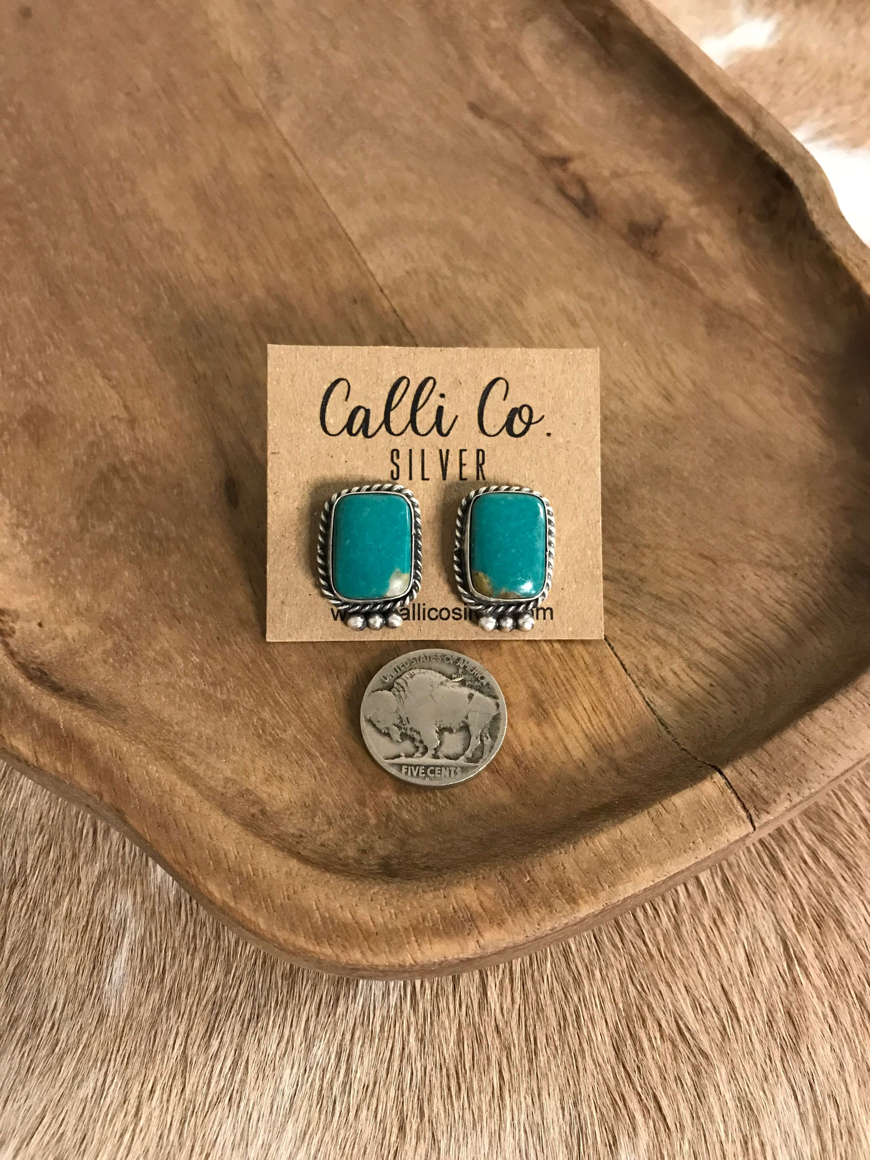The Turquoise Studs, 14-Earrings-Calli Co., Turquoise and Silver Jewelry, Native American Handmade, Zuni Tribe, Navajo Tribe, Brock Texas