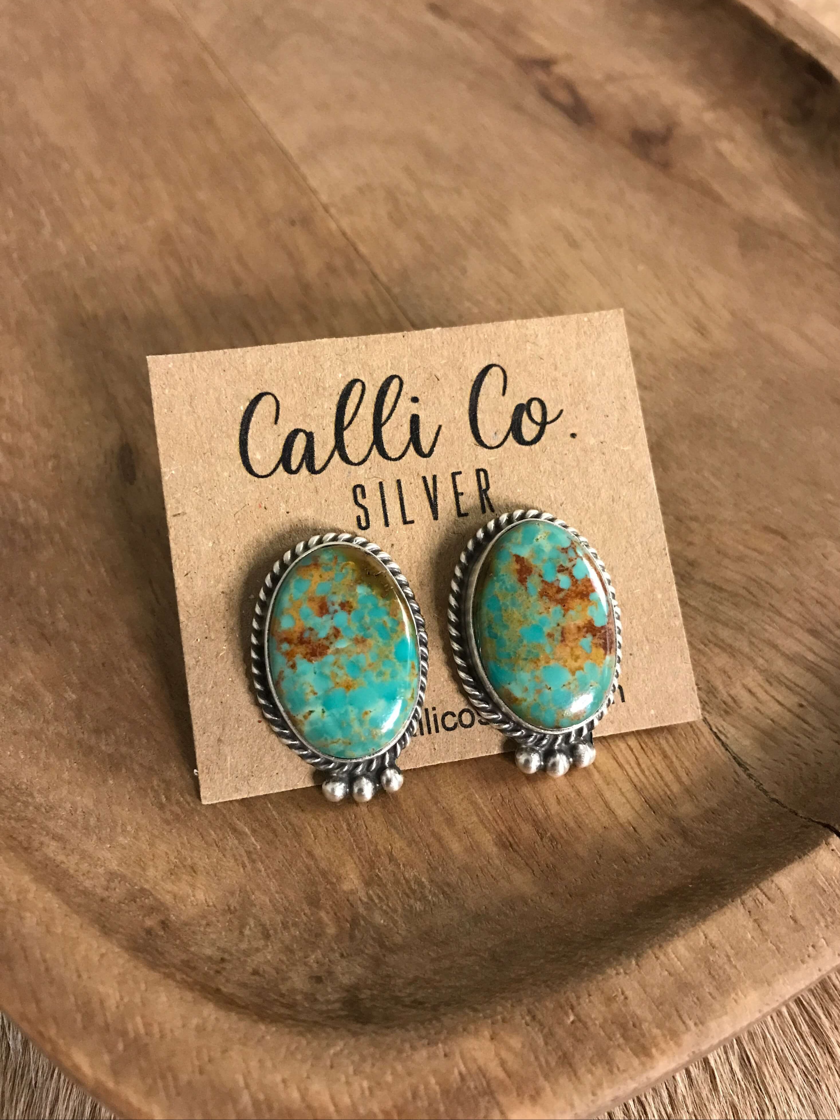 The Turquoise Studs, 15-Earrings-Calli Co., Turquoise and Silver Jewelry, Native American Handmade, Zuni Tribe, Navajo Tribe, Brock Texas