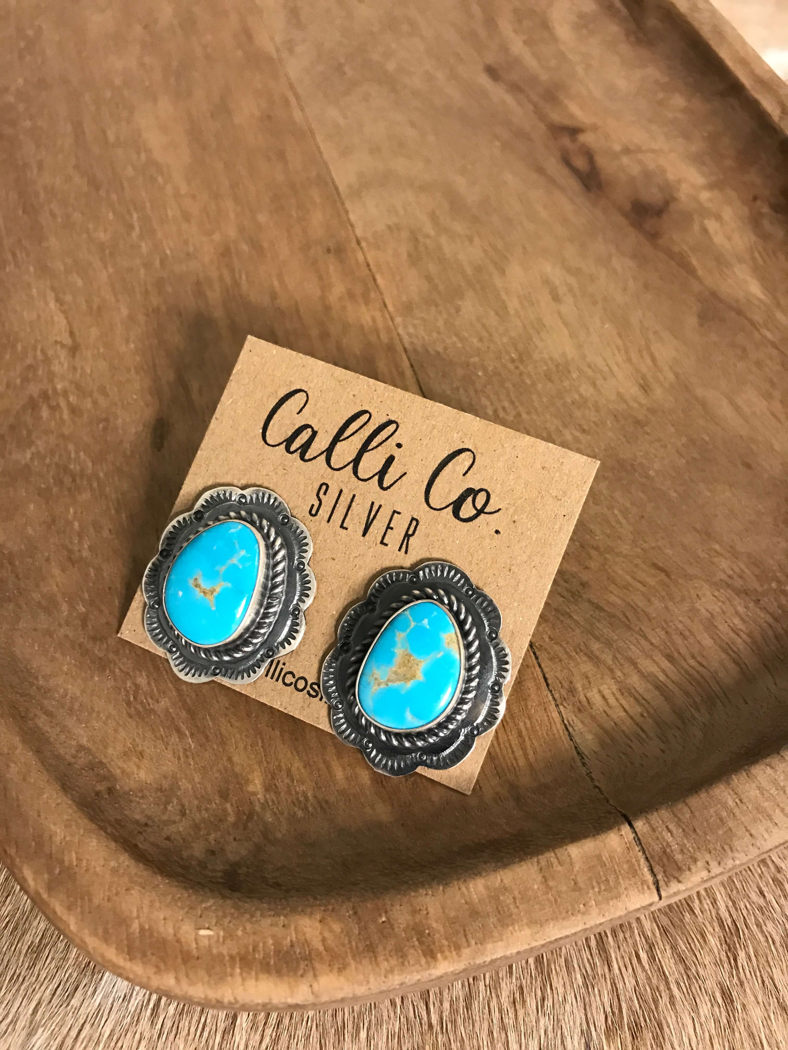 The Turquoise Studs, 45-Earrings-Calli Co., Turquoise and Silver Jewelry, Native American Handmade, Zuni Tribe, Navajo Tribe, Brock Texas