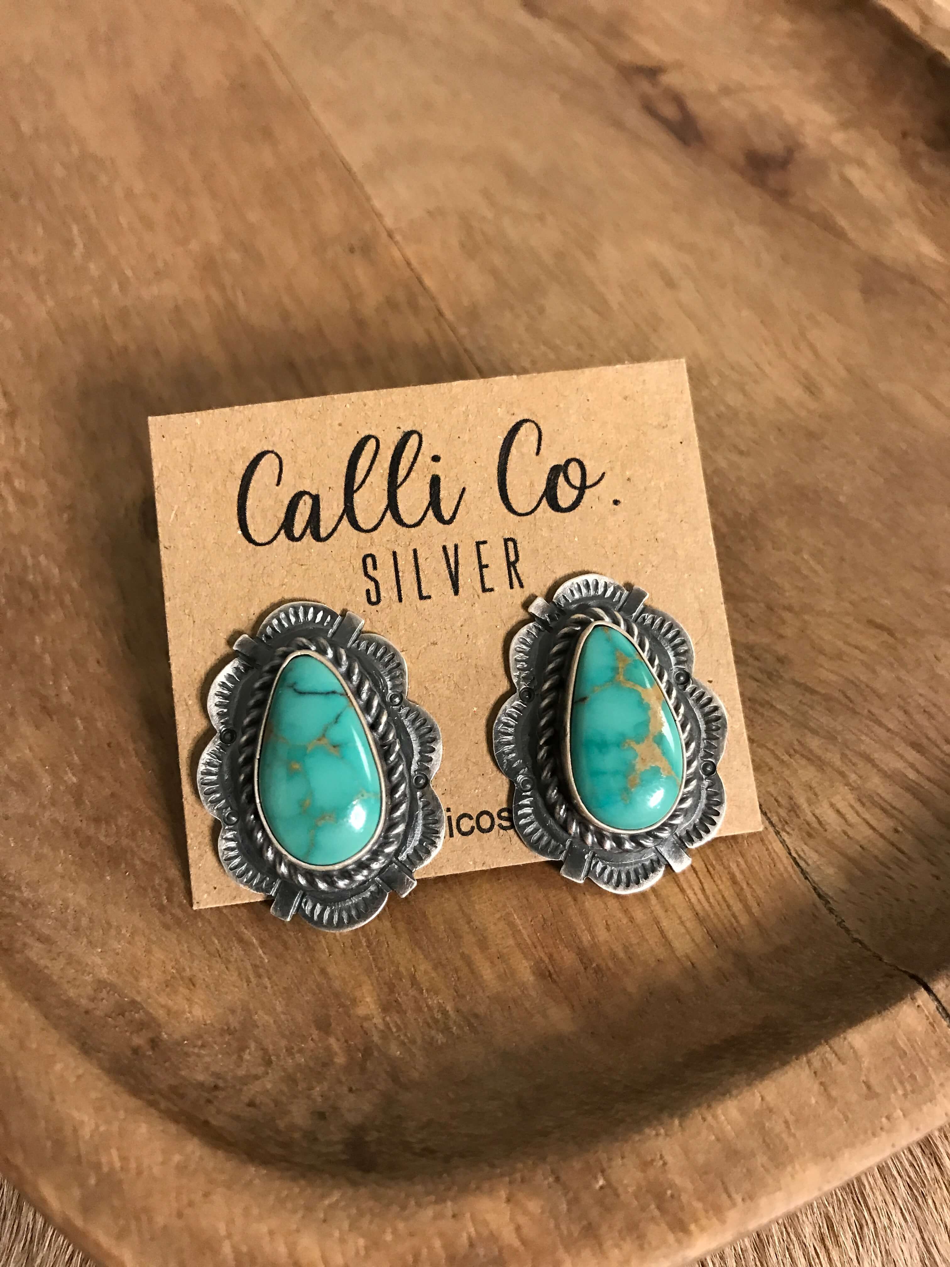 The Turquoise Studs, 46-Earrings-Calli Co., Turquoise and Silver Jewelry, Native American Handmade, Zuni Tribe, Navajo Tribe, Brock Texas