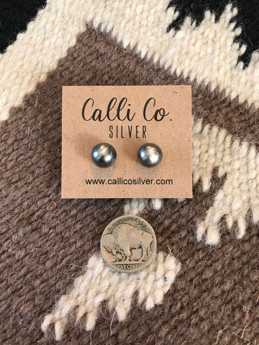 The 10mm Pearl Studs-Earrings-Calli Co., Turquoise and Silver Jewelry, Native American Handmade, Zuni Tribe, Navajo Tribe, Brock Texas