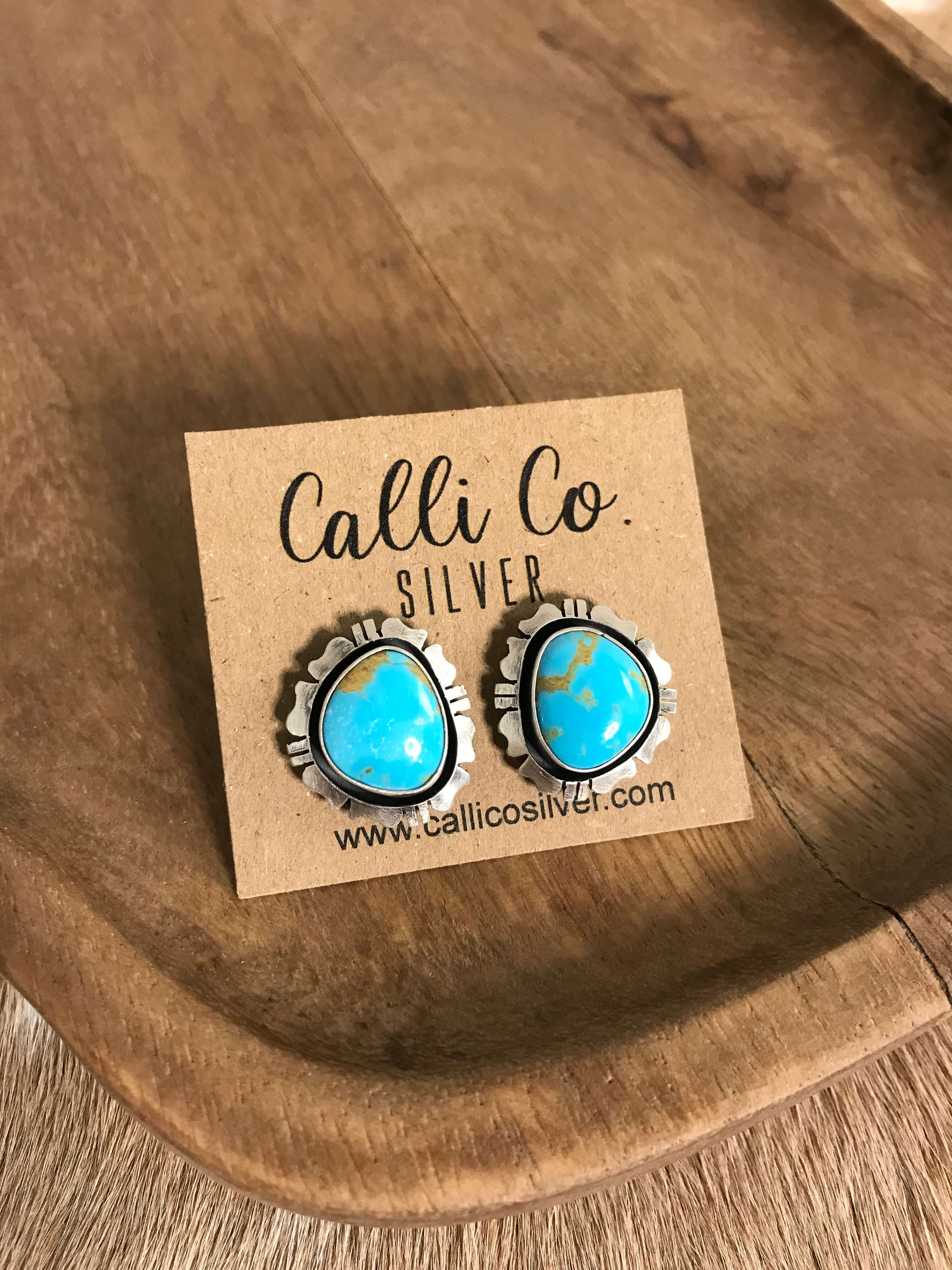 The Turquoise Studs, 47-Earrings-Calli Co., Turquoise and Silver Jewelry, Native American Handmade, Zuni Tribe, Navajo Tribe, Brock Texas