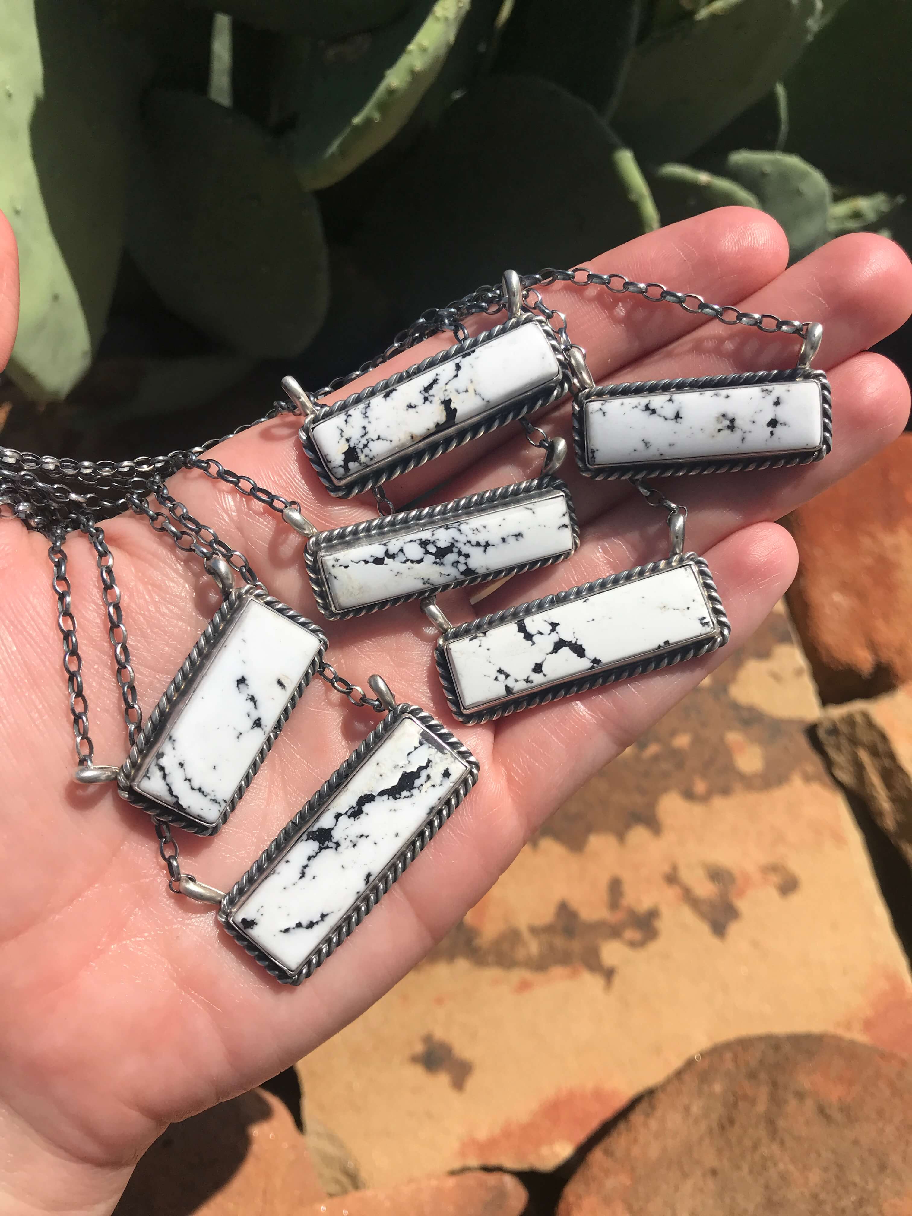 The Big Chief Necklaces in White Buffalo-Necklaces-Calli Co., Turquoise and Silver Jewelry, Native American Handmade, Zuni Tribe, Navajo Tribe, Brock Texas