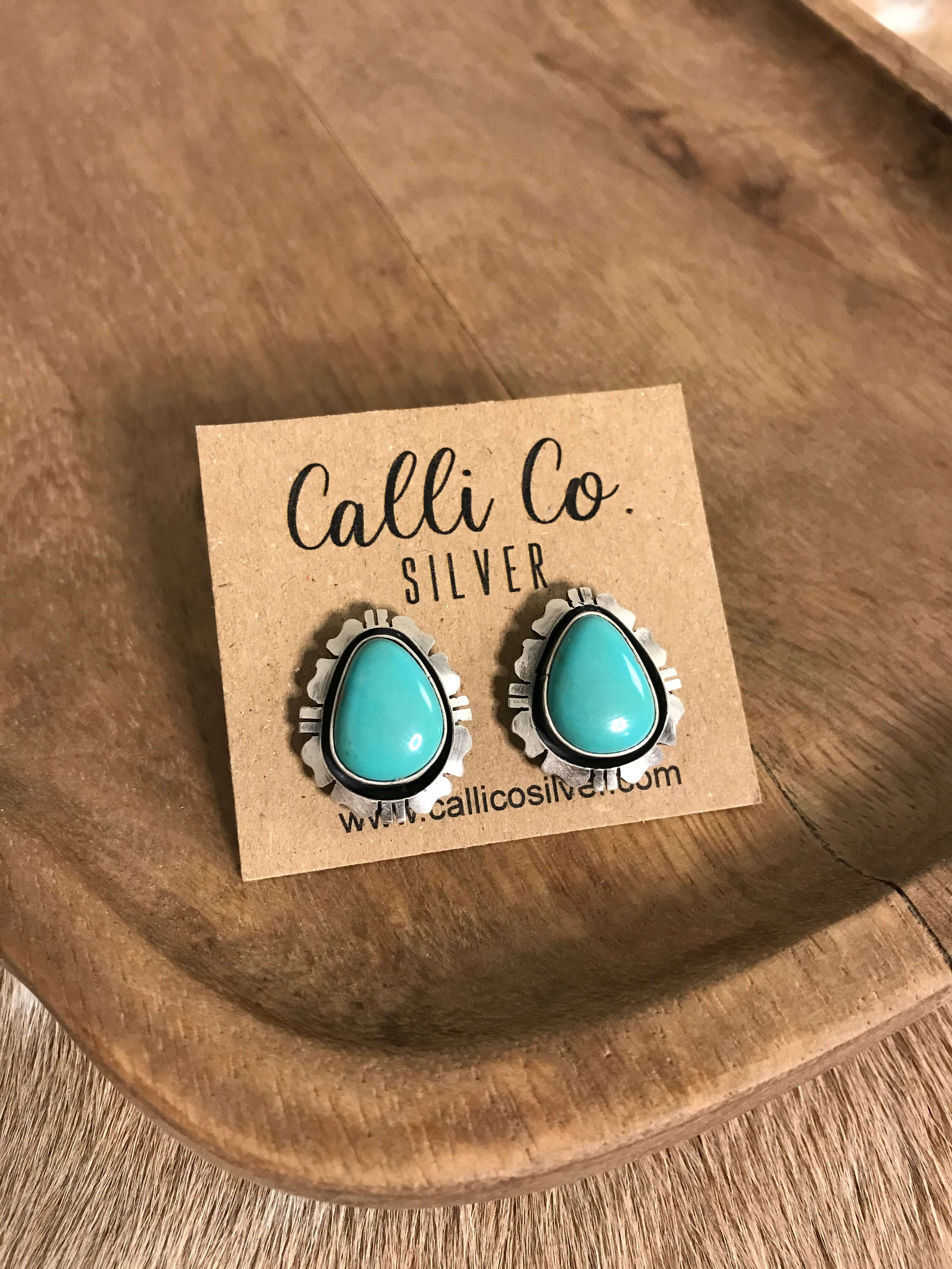 The Turquoise Studs, 49-Earrings-Calli Co., Turquoise and Silver Jewelry, Native American Handmade, Zuni Tribe, Navajo Tribe, Brock Texas