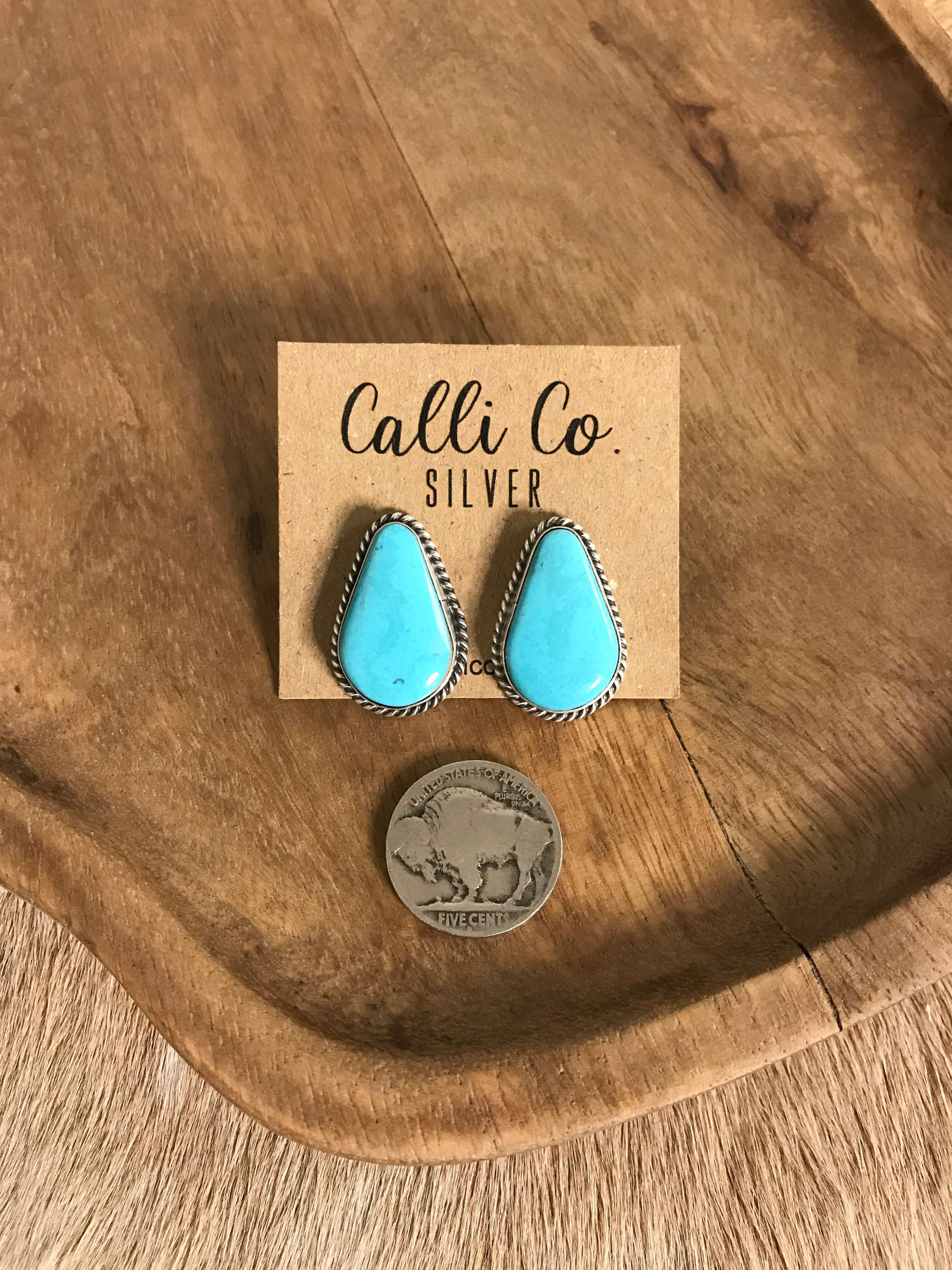 The Turquoise Studs, 51-Earrings-Calli Co., Turquoise and Silver Jewelry, Native American Handmade, Zuni Tribe, Navajo Tribe, Brock Texas