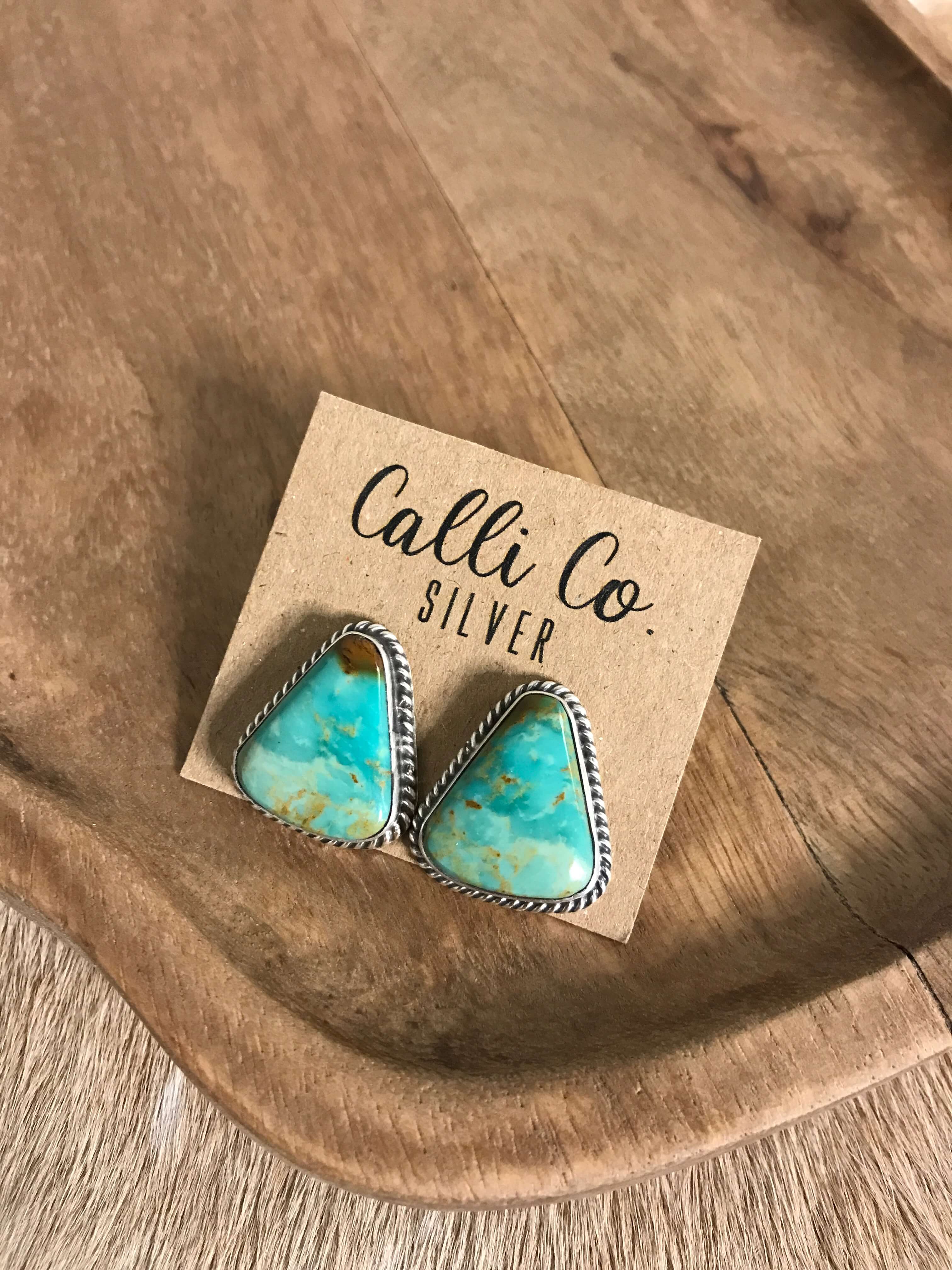 The Turquoise Studs, 53-Earrings-Calli Co., Turquoise and Silver Jewelry, Native American Handmade, Zuni Tribe, Navajo Tribe, Brock Texas