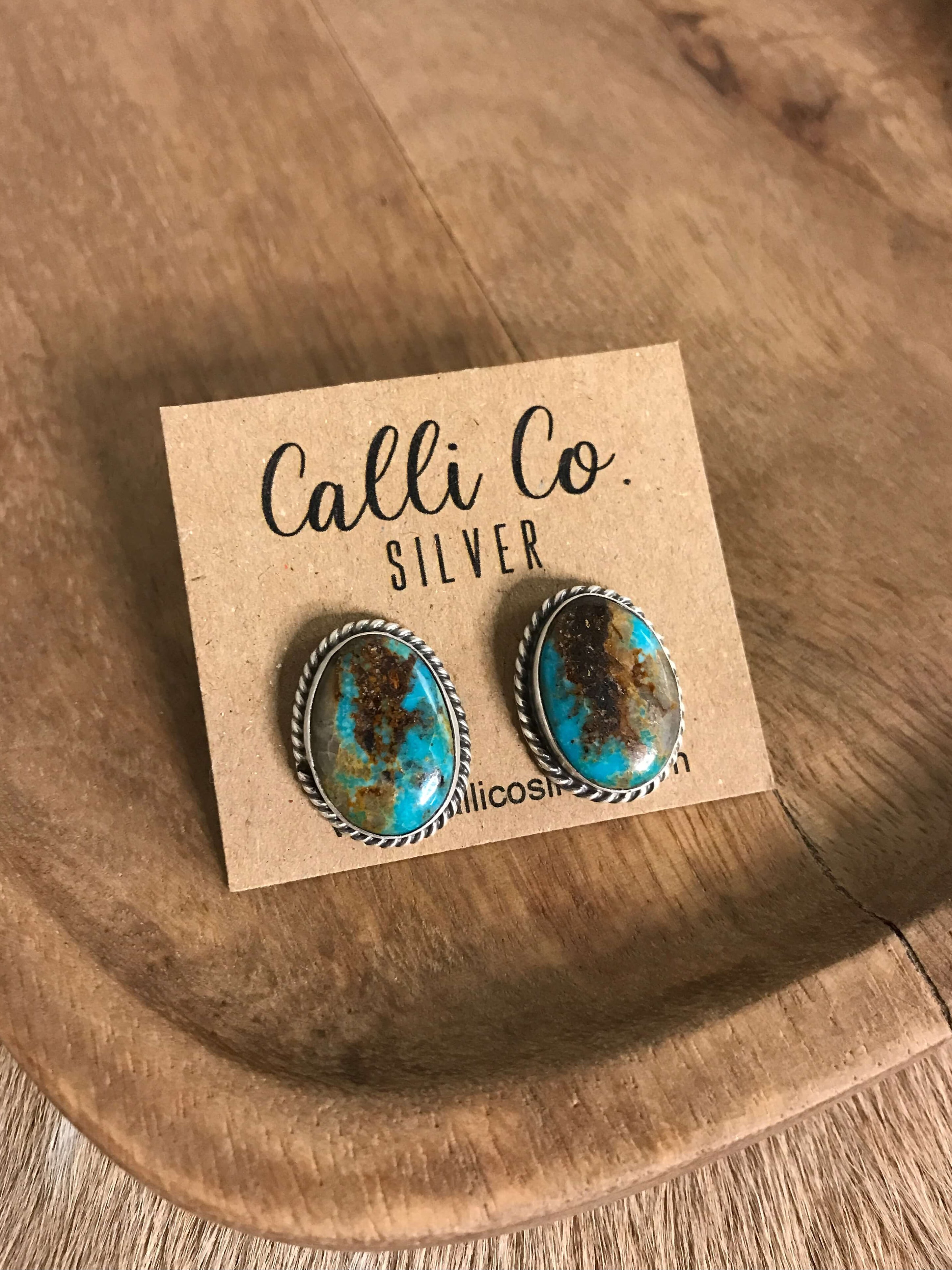 The Turquoise Studs, 55-Earrings-Calli Co., Turquoise and Silver Jewelry, Native American Handmade, Zuni Tribe, Navajo Tribe, Brock Texas