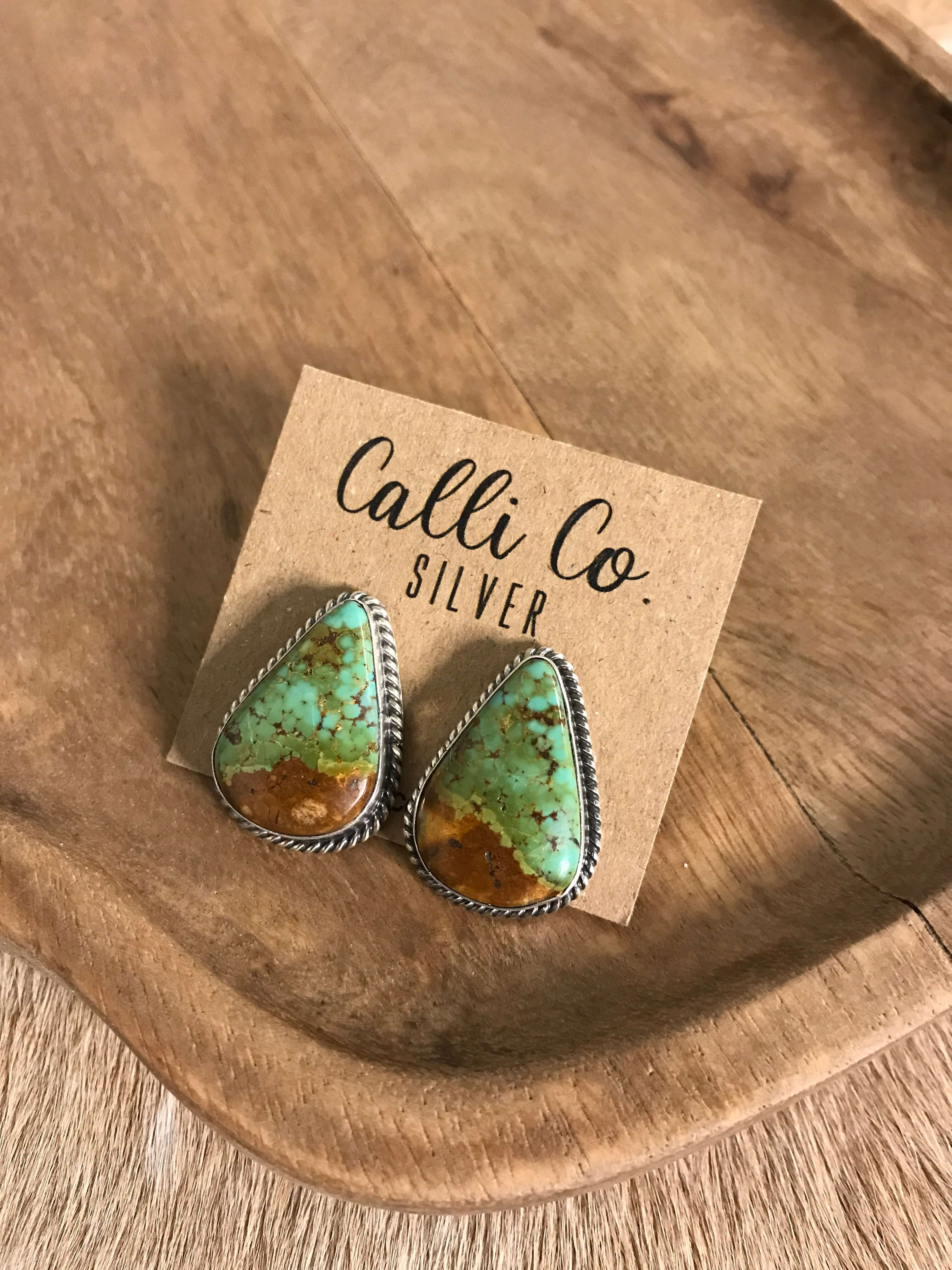 The Turquoise Studs, 56-Earrings-Calli Co., Turquoise and Silver Jewelry, Native American Handmade, Zuni Tribe, Navajo Tribe, Brock Texas