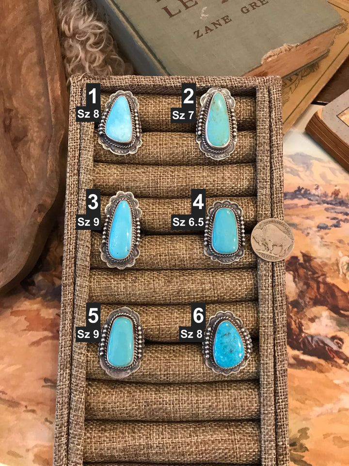 The Winterfield Turquoise Rings-Rings-Calli Co., Turquoise and Silver Jewelry, Native American Handmade, Zuni Tribe, Navajo Tribe, Brock Texas