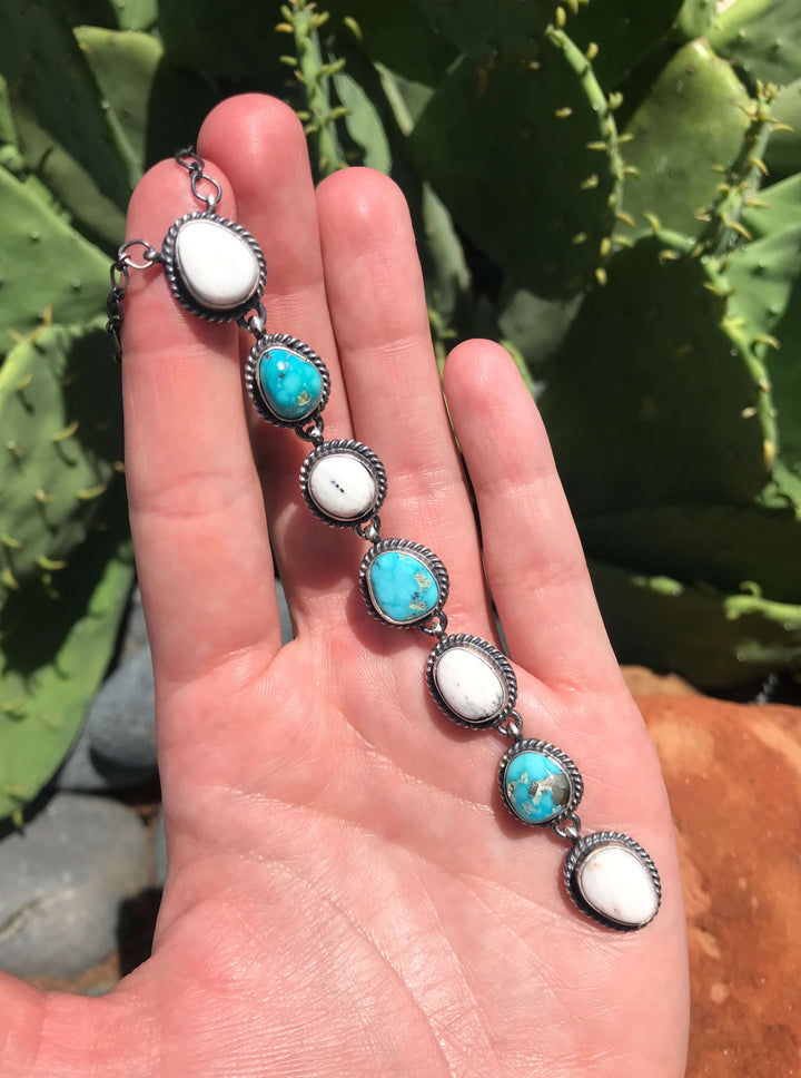 The Arroyo Lariat Necklace, 3-Necklaces-Calli Co., Turquoise and Silver Jewelry, Native American Handmade, Zuni Tribe, Navajo Tribe, Brock Texas