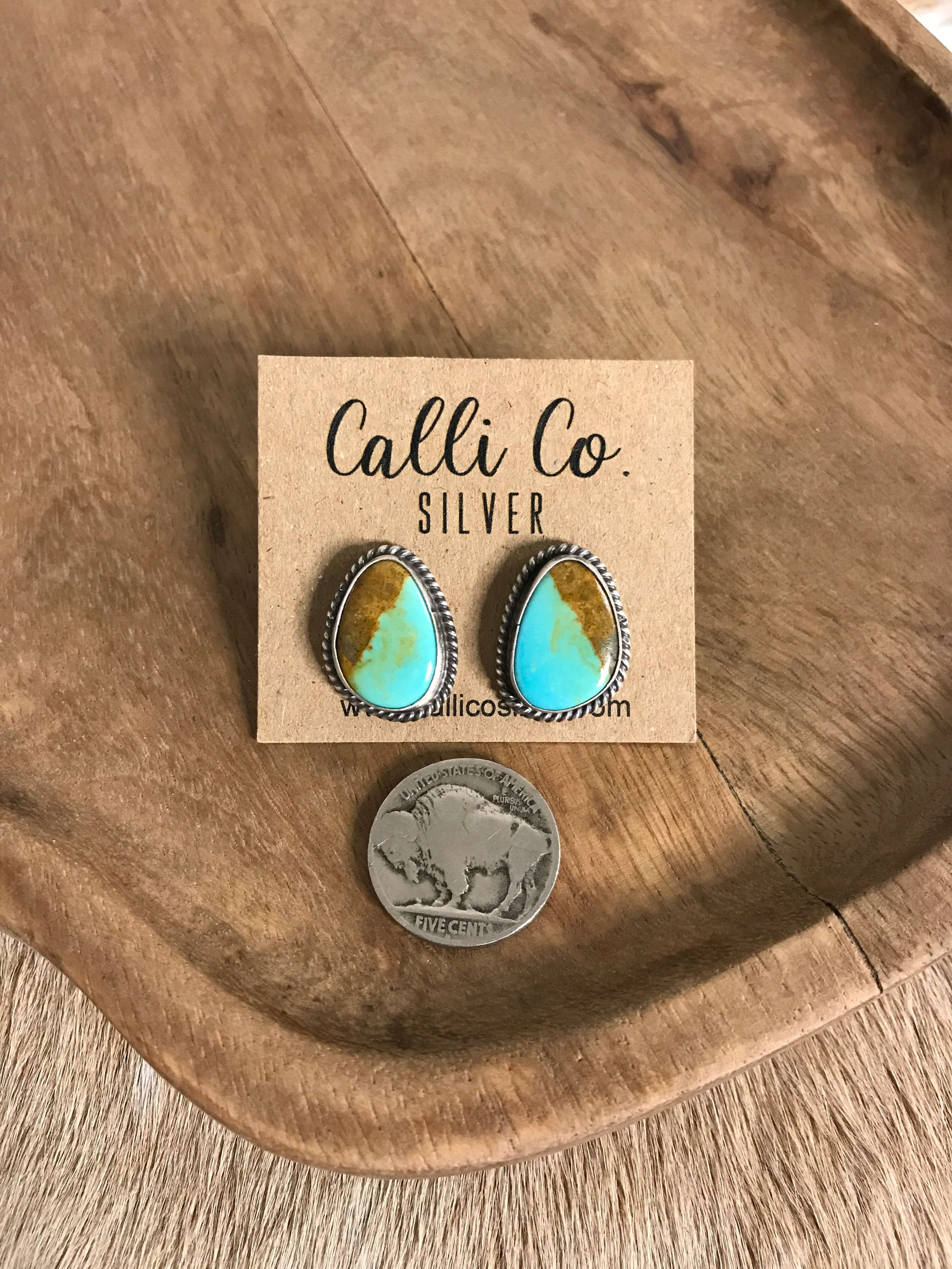 The Turquoise Studs, 65-Earrings-Calli Co., Turquoise and Silver Jewelry, Native American Handmade, Zuni Tribe, Navajo Tribe, Brock Texas