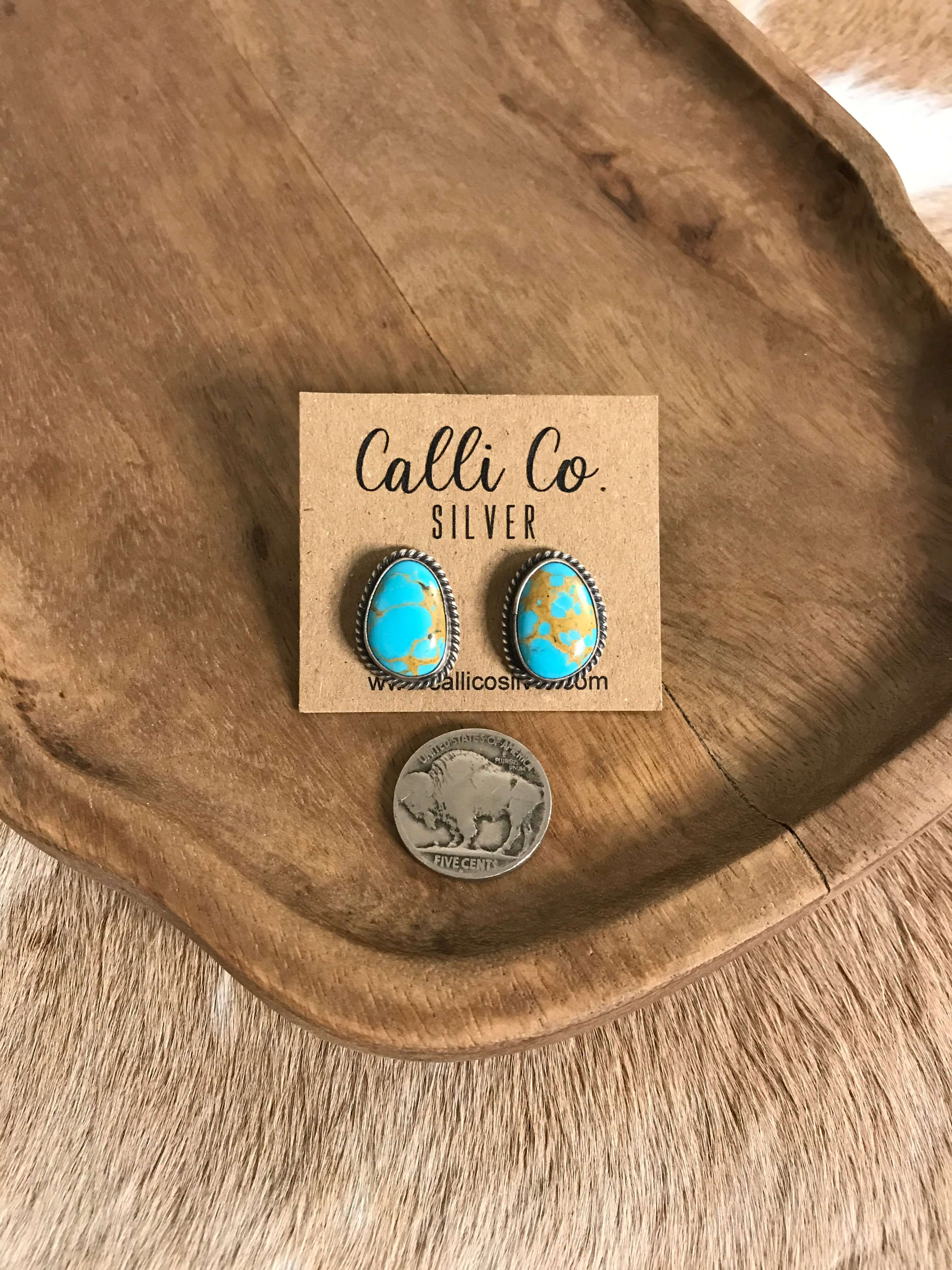 The Turquoise Studs, 66-Earrings-Calli Co., Turquoise and Silver Jewelry, Native American Handmade, Zuni Tribe, Navajo Tribe, Brock Texas