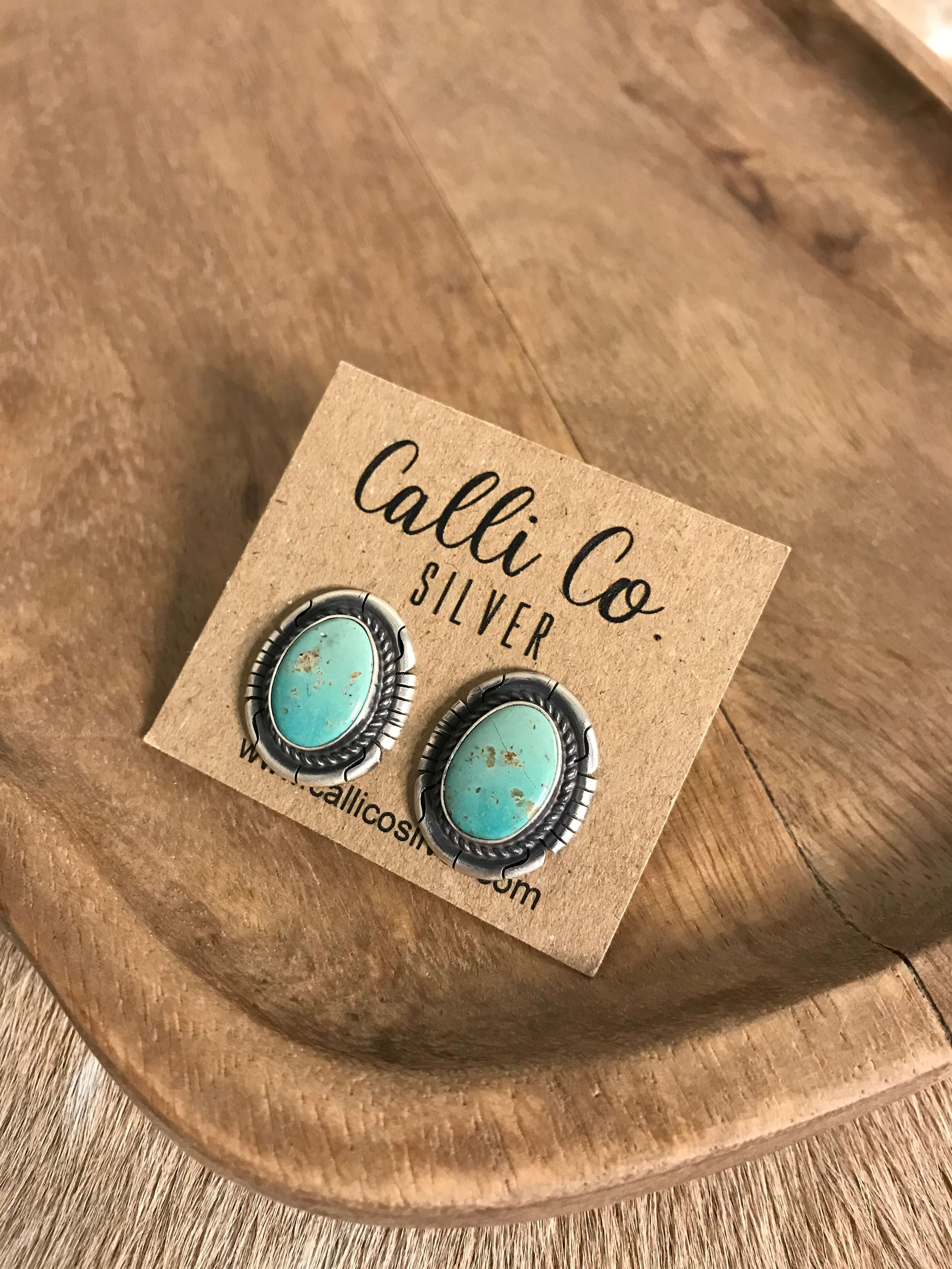 The Turquoise Studs, 68-Earrings-Calli Co., Turquoise and Silver Jewelry, Native American Handmade, Zuni Tribe, Navajo Tribe, Brock Texas