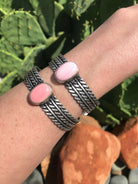 The Trilly Pink Conch Cuffs-Bracelets & Cuffs-Calli Co., Turquoise and Silver Jewelry, Native American Handmade, Zuni Tribe, Navajo Tribe, Brock Texas