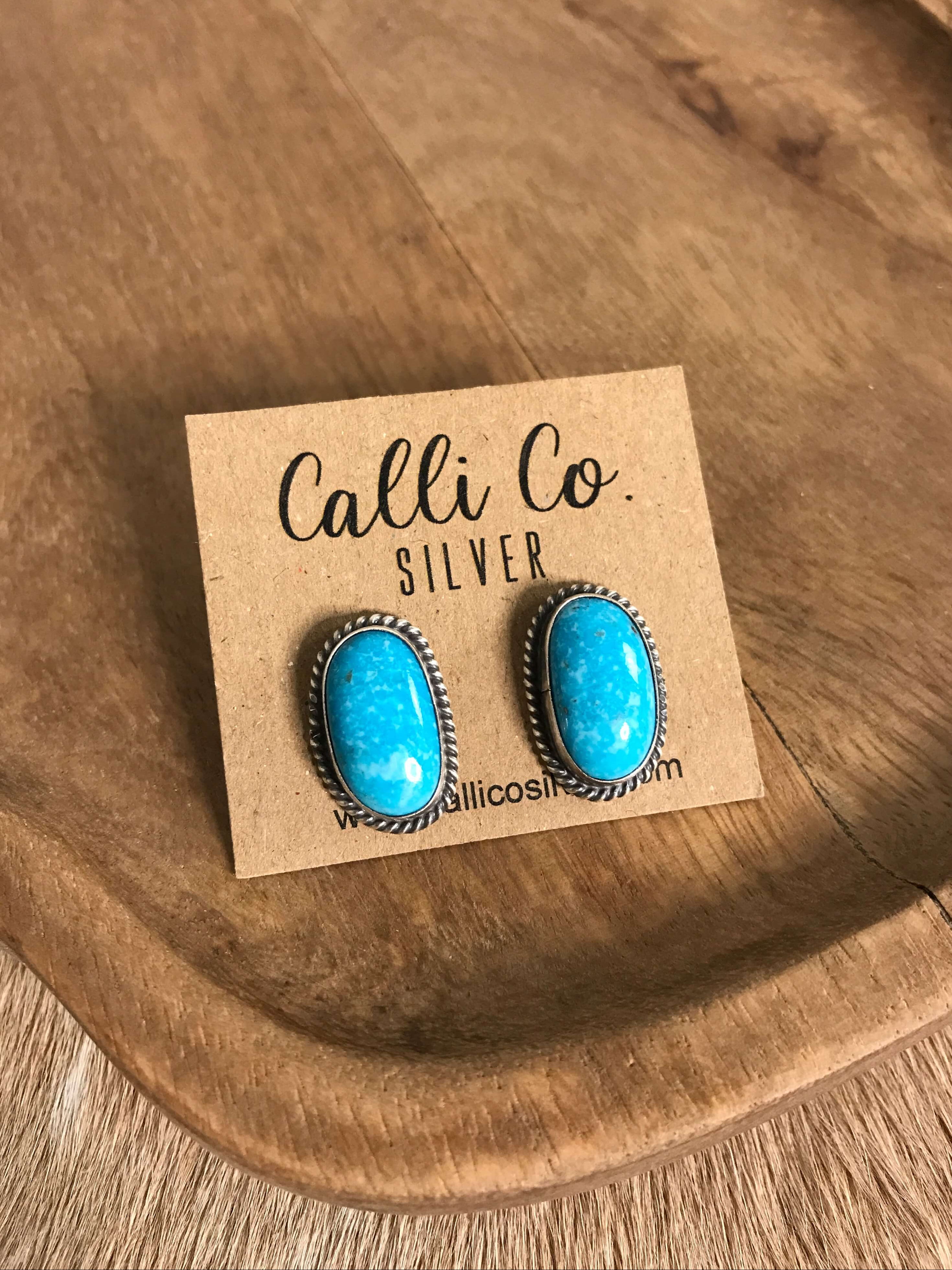 The Turquoise Studs, 72-Earrings-Calli Co., Turquoise and Silver Jewelry, Native American Handmade, Zuni Tribe, Navajo Tribe, Brock Texas
