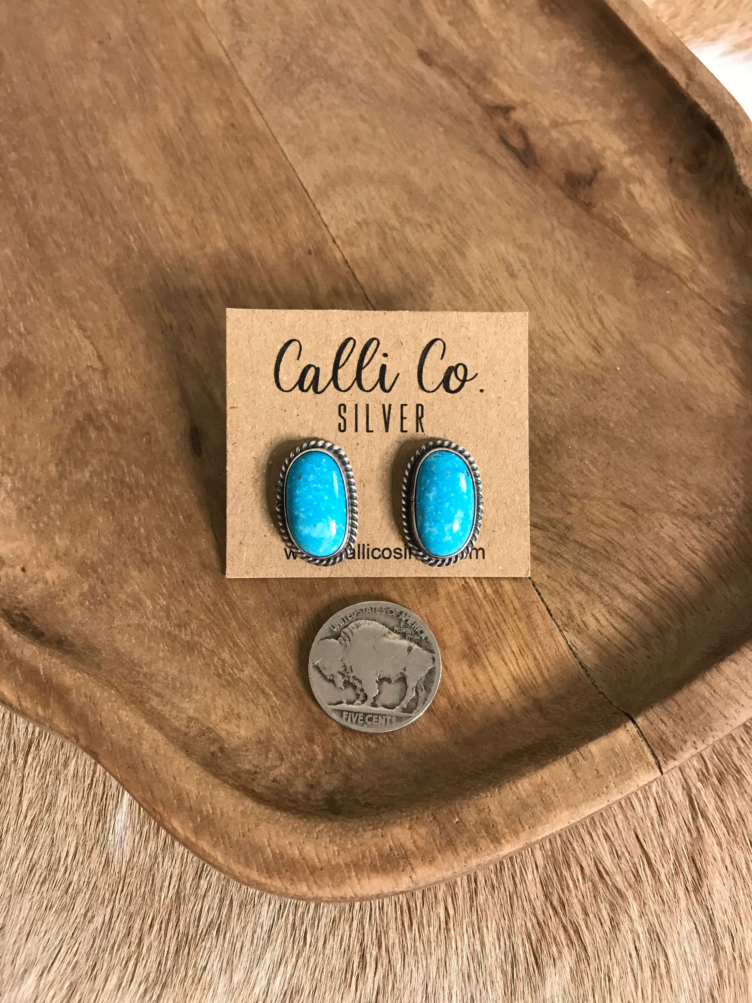 The Turquoise Studs, 72-Earrings-Calli Co., Turquoise and Silver Jewelry, Native American Handmade, Zuni Tribe, Navajo Tribe, Brock Texas