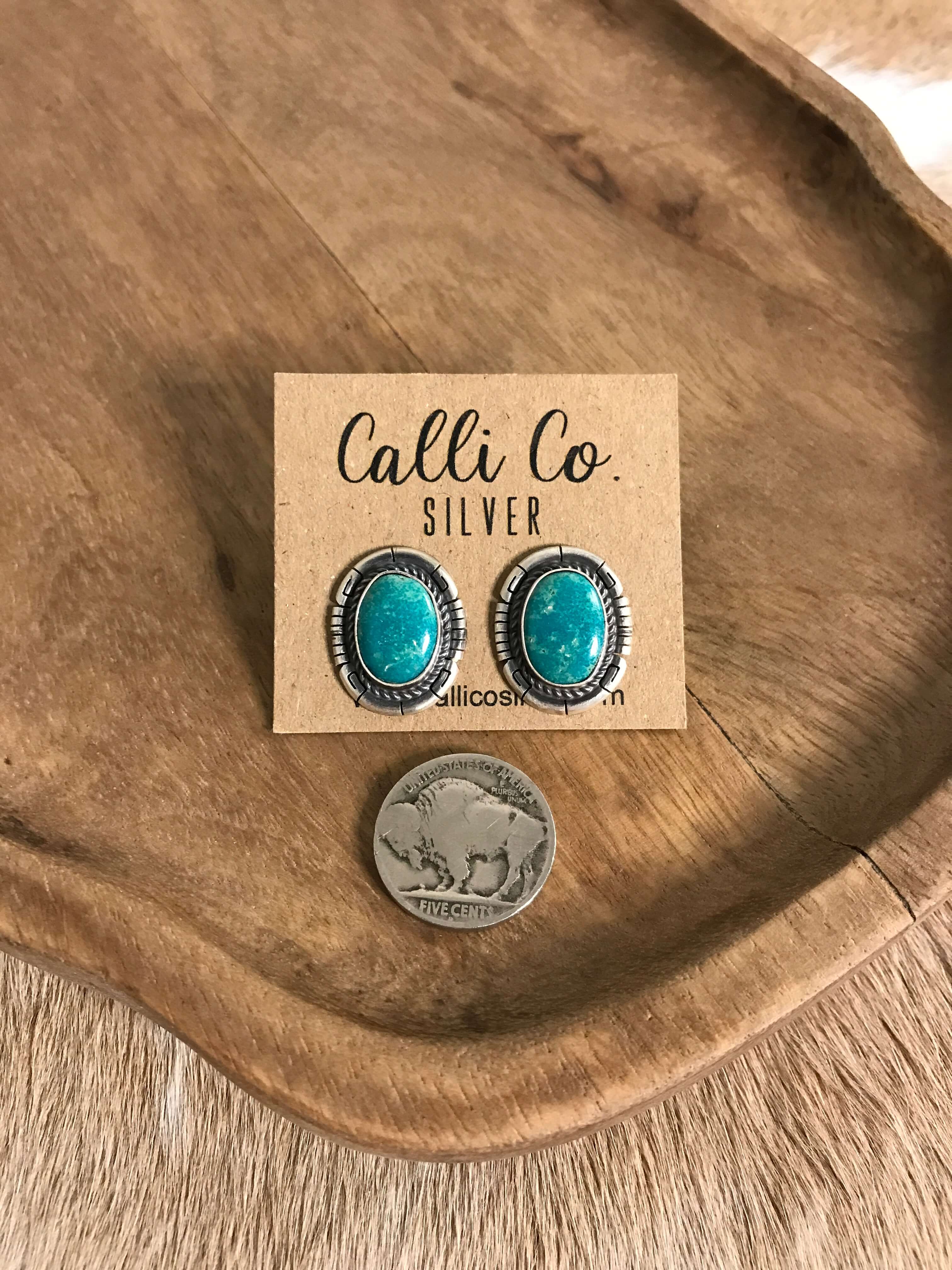 The Turquoise Studs, 73-Earrings-Calli Co., Turquoise and Silver Jewelry, Native American Handmade, Zuni Tribe, Navajo Tribe, Brock Texas