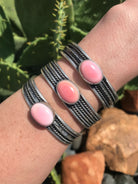 The Levelland Pink Conch Cuffs-Bracelets & Cuffs-Calli Co., Turquoise and Silver Jewelry, Native American Handmade, Zuni Tribe, Navajo Tribe, Brock Texas