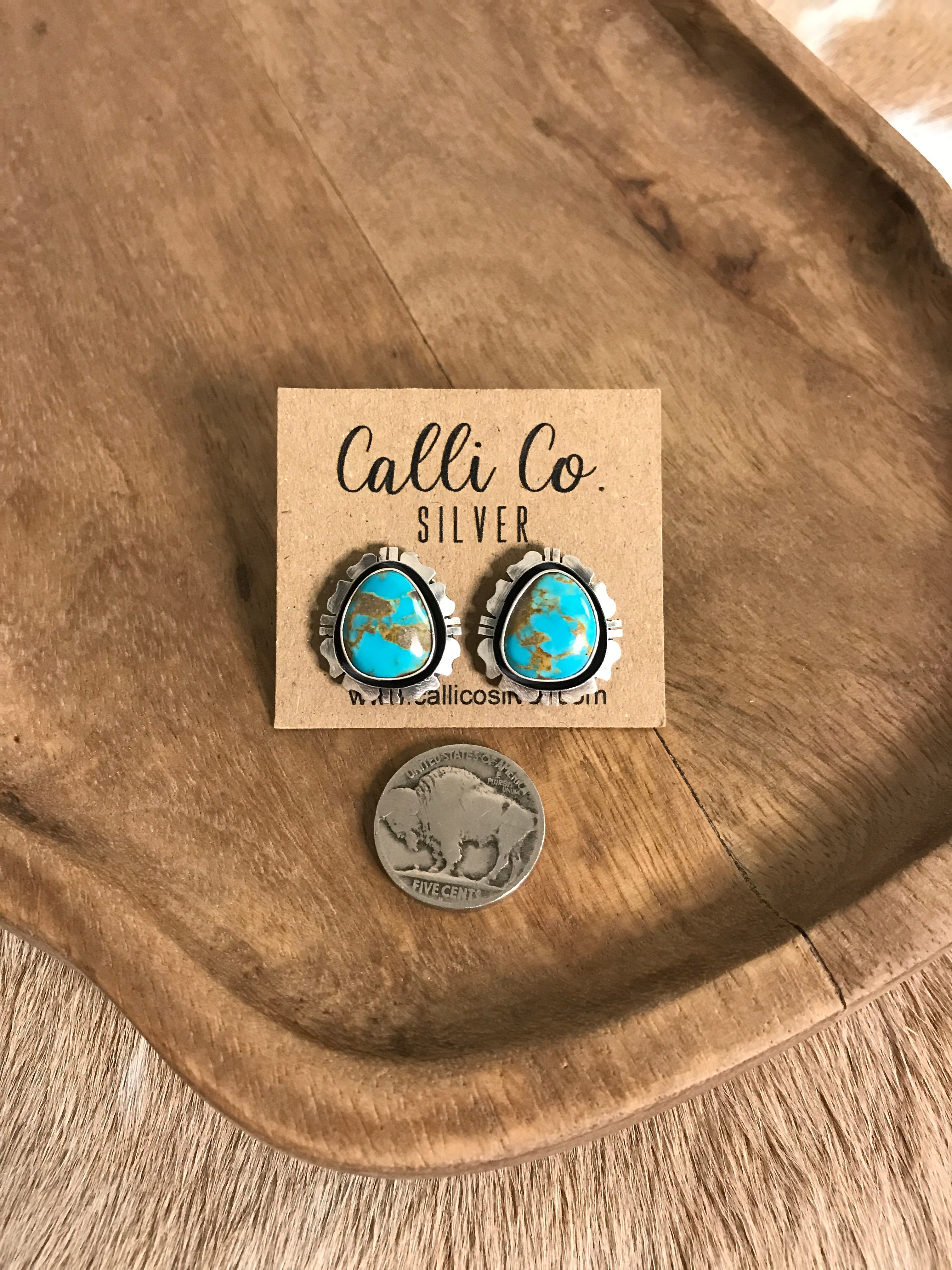 The Turquoise Studs, 48-Earrings-Calli Co., Turquoise and Silver Jewelry, Native American Handmade, Zuni Tribe, Navajo Tribe, Brock Texas