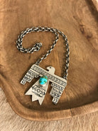 The Tahoka Thunderbird Necklace, 1-Necklaces-Calli Co., Turquoise and Silver Jewelry, Native American Handmade, Zuni Tribe, Navajo Tribe, Brock Texas