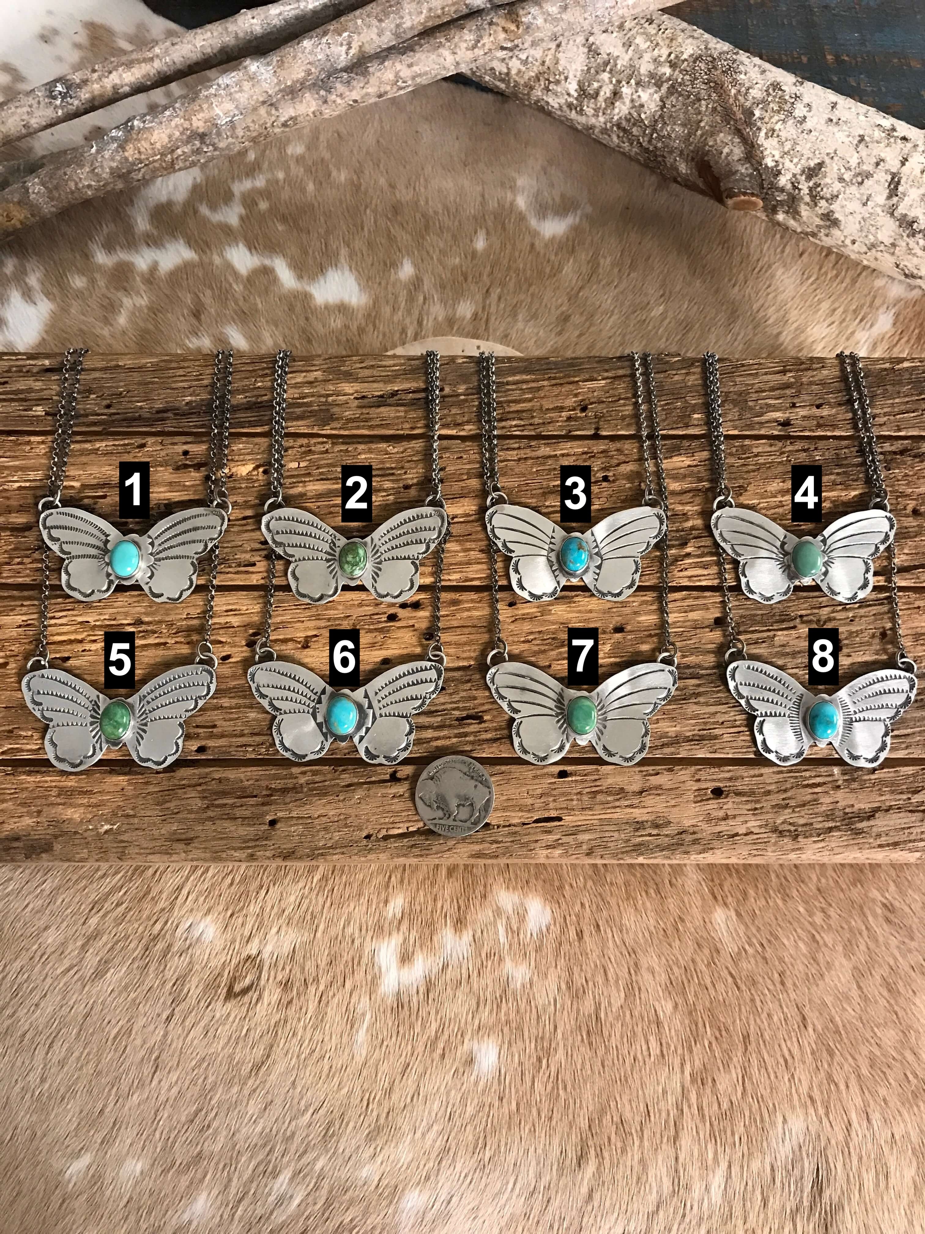 The Butterfly Necklace-Necklaces-Calli Co., Turquoise and Silver Jewelry, Native American Handmade, Zuni Tribe, Navajo Tribe, Brock Texas