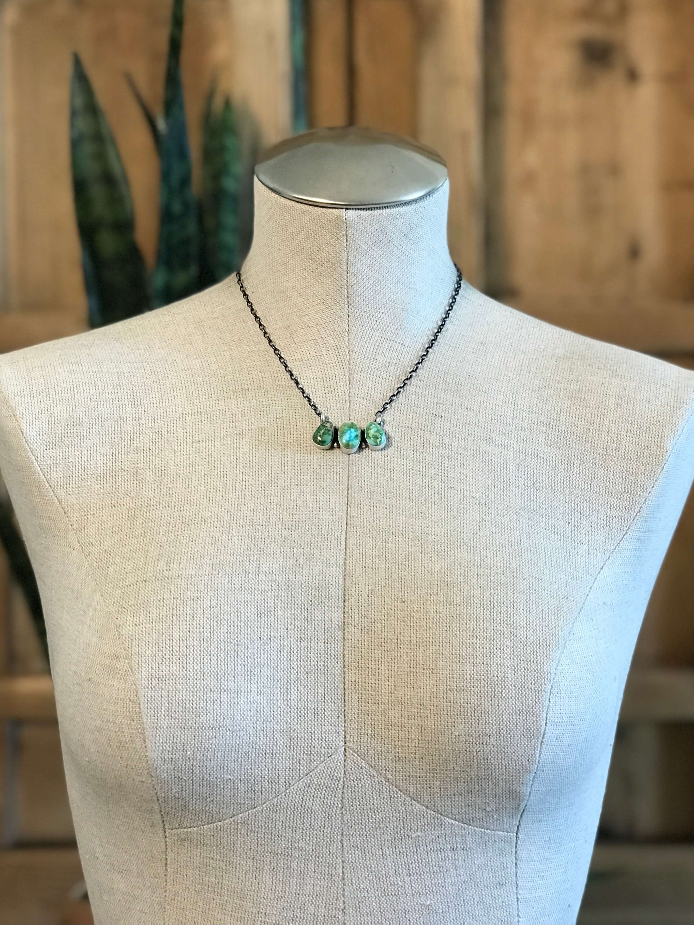 The Mckinnon Turquoise 3 Stone Necklaces-Necklaces-Calli Co., Turquoise and Silver Jewelry, Native American Handmade, Zuni Tribe, Navajo Tribe, Brock Texas