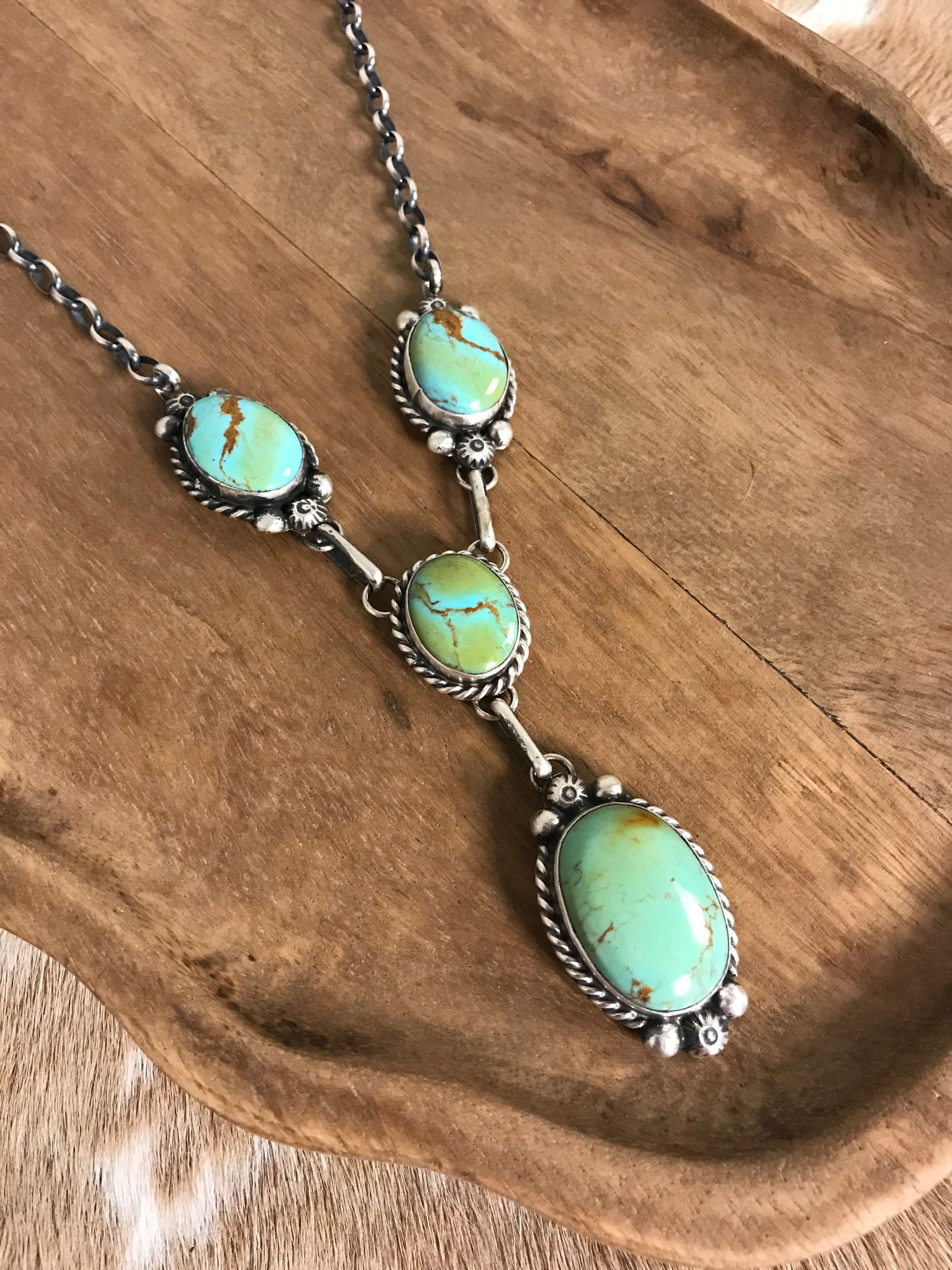 The Copeland Lariat Necklace Set, 1-Necklaces-Calli Co., Turquoise and Silver Jewelry, Native American Handmade, Zuni Tribe, Navajo Tribe, Brock Texas