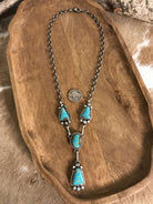The Copeland Lariat Necklace Set, 2-Necklaces-Calli Co., Turquoise and Silver Jewelry, Native American Handmade, Zuni Tribe, Navajo Tribe, Brock Texas
