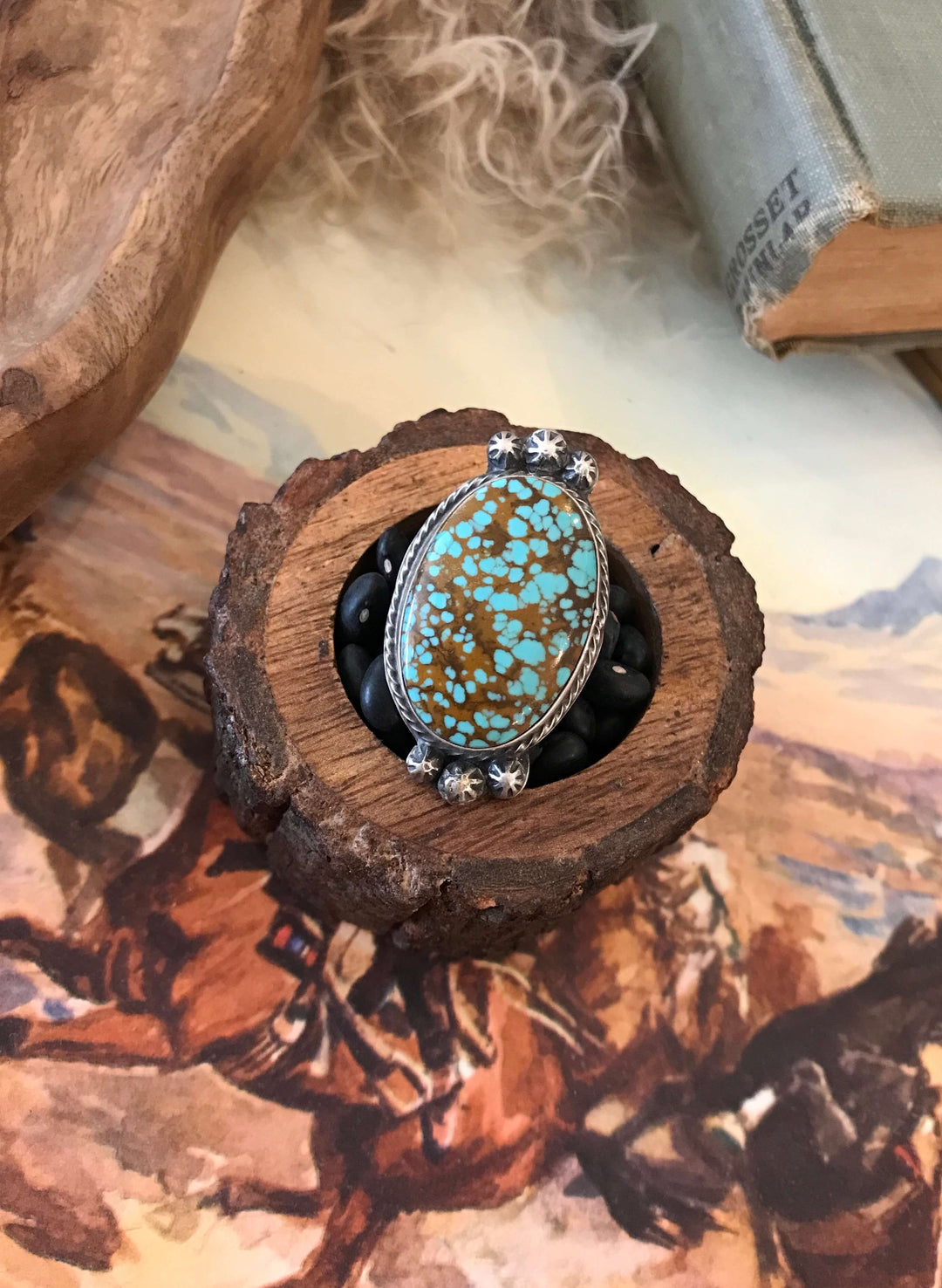 The Tuleta Turquoise Ring 2, Adjustable-Rings-Calli Co., Turquoise and Silver Jewelry, Native American Handmade, Zuni Tribe, Navajo Tribe, Brock Texas