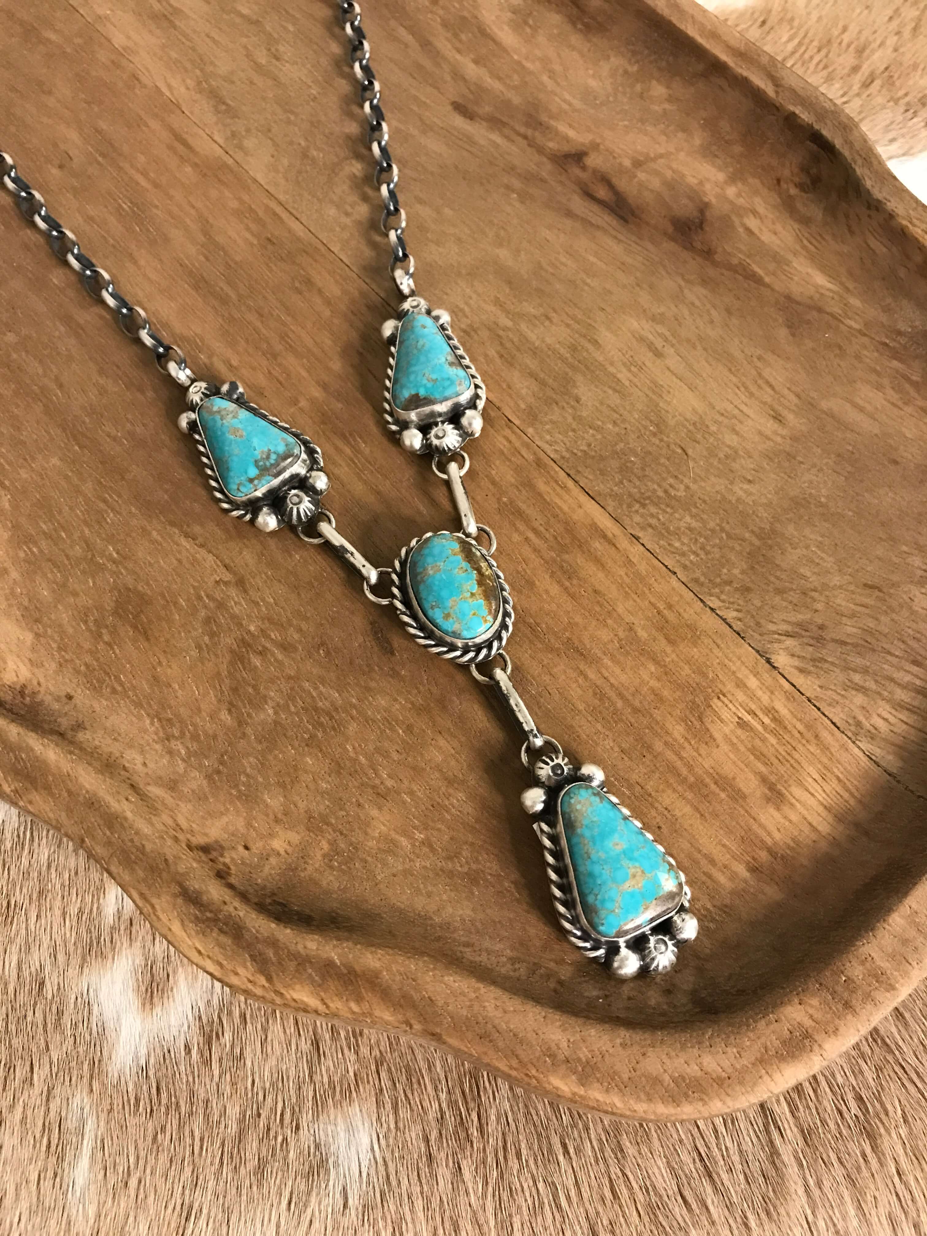 The Copeland Lariat Necklace Set, 2-Necklaces-Calli Co., Turquoise and Silver Jewelry, Native American Handmade, Zuni Tribe, Navajo Tribe, Brock Texas