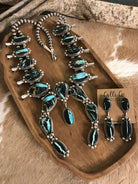 The Borrego Grande Squash Blossom Necklace Set-Necklaces-Calli Co., Turquoise and Silver Jewelry, Native American Handmade, Zuni Tribe, Navajo Tribe, Brock Texas