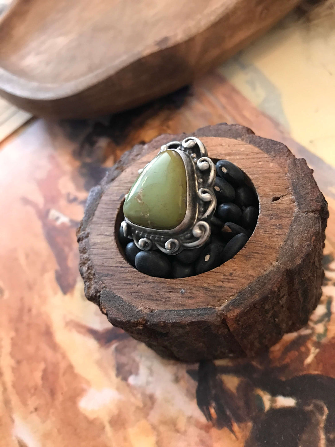 The Weimer Turquoise Ring, Sz 6.5-Rings-Calli Co., Turquoise and Silver Jewelry, Native American Handmade, Zuni Tribe, Navajo Tribe, Brock Texas