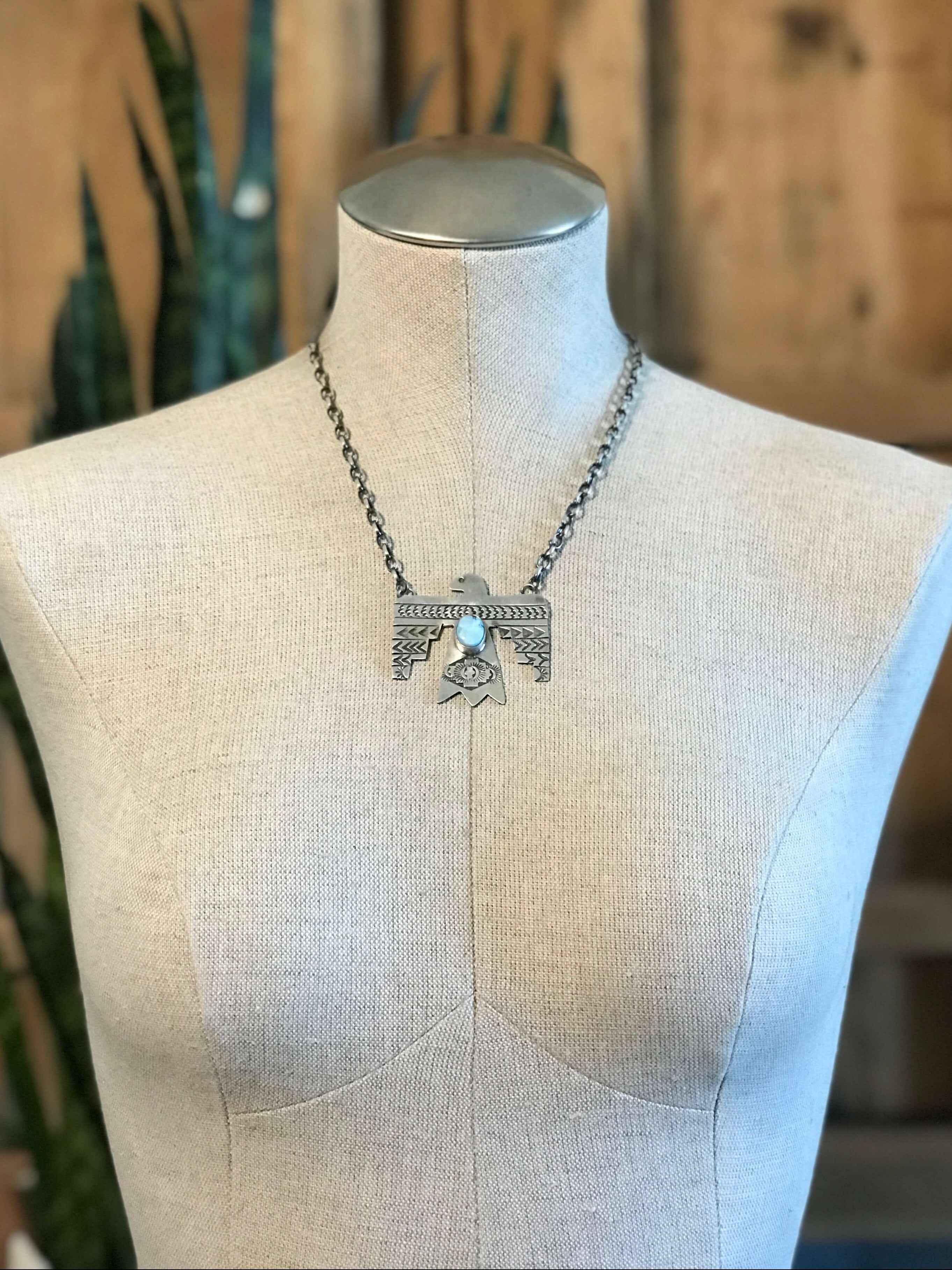 The Tahoka Thunderbird Necklace, 3-Necklaces-Calli Co., Turquoise and Silver Jewelry, Native American Handmade, Zuni Tribe, Navajo Tribe, Brock Texas