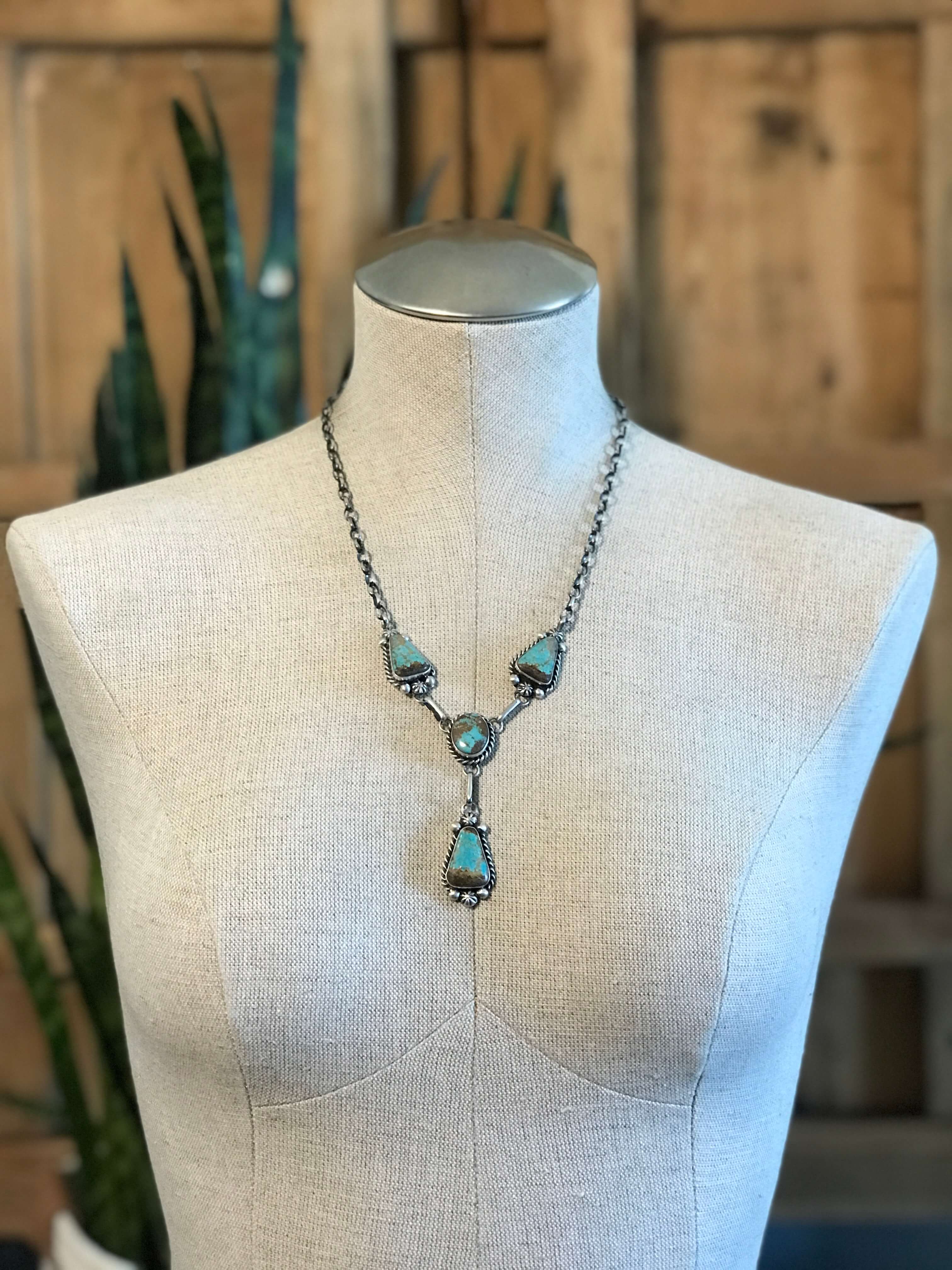 The Copeland Lariat Necklace Set, 2-Necklaces-Calli Co., Turquoise and Silver Jewelry, Native American Handmade, Zuni Tribe, Navajo Tribe, Brock Texas