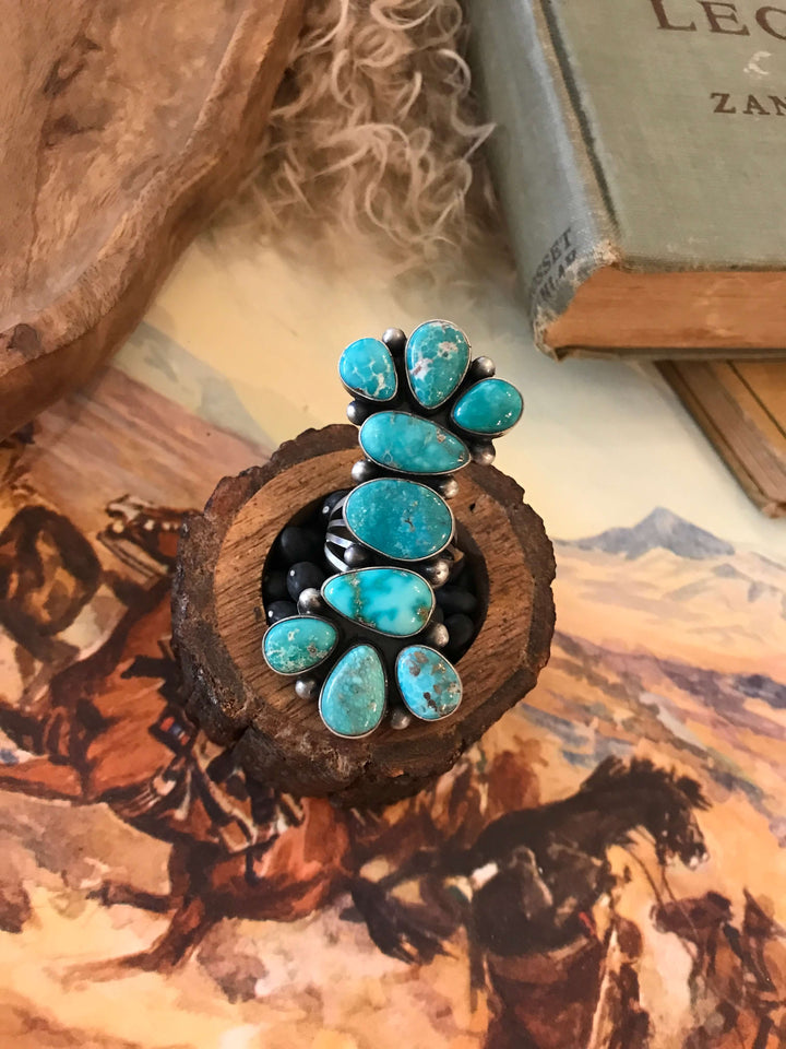 The White Water Bowtie Ring, Sz 8.5-Rings-Calli Co., Turquoise and Silver Jewelry, Native American Handmade, Zuni Tribe, Navajo Tribe, Brock Texas