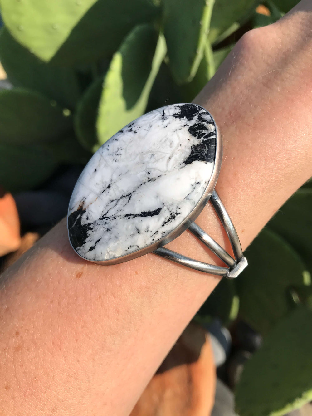 The Maria White Buffalo Cuff-Bracelets & Cuffs-Calli Co., Turquoise and Silver Jewelry, Native American Handmade, Zuni Tribe, Navajo Tribe, Brock Texas
