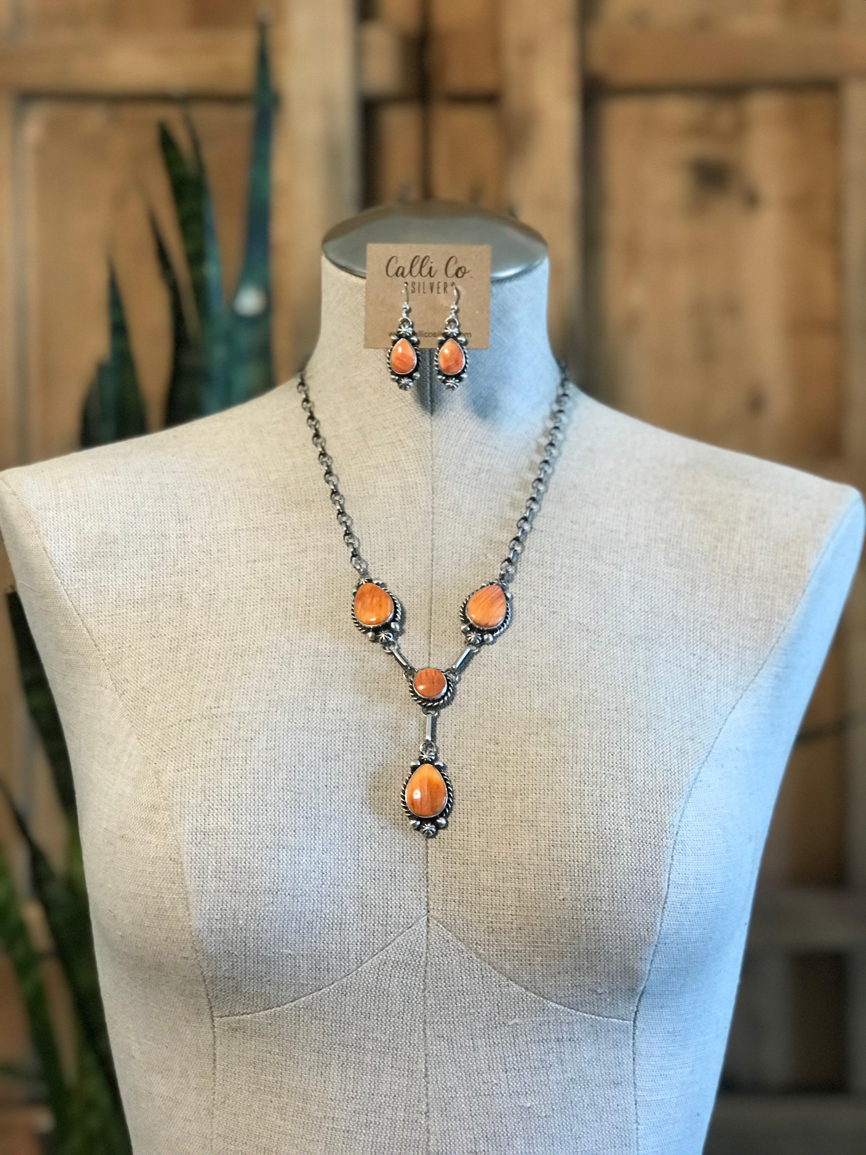 The Copeland Lariat Necklace Set, 5-Necklaces-Calli Co., Turquoise and Silver Jewelry, Native American Handmade, Zuni Tribe, Navajo Tribe, Brock Texas