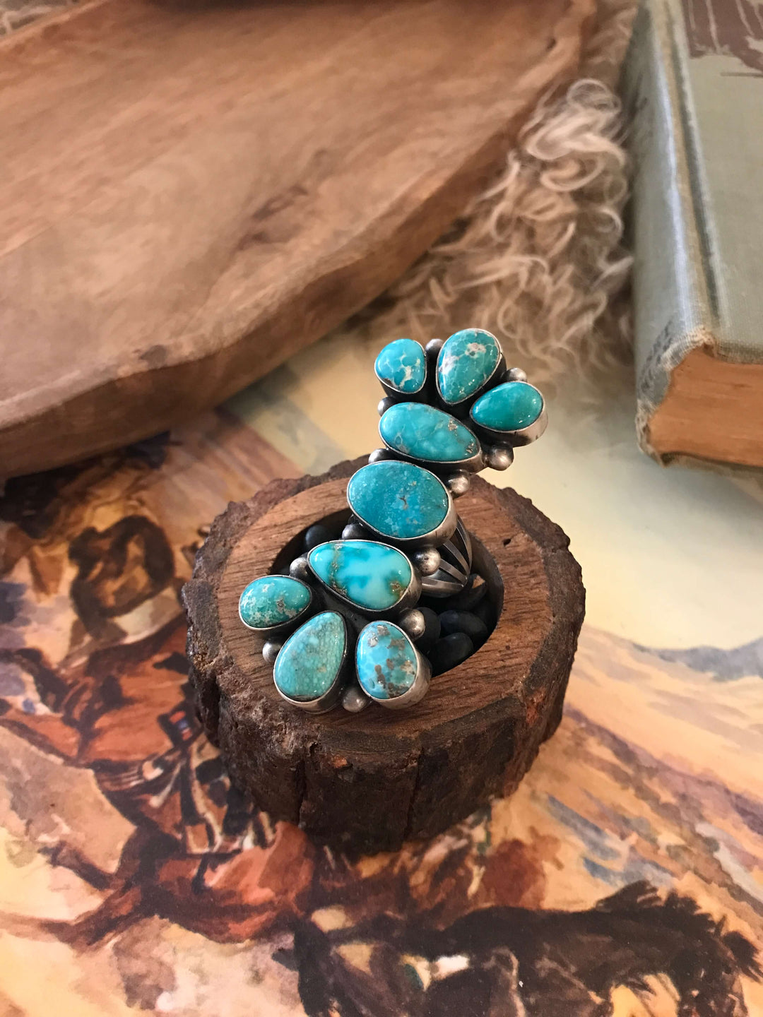 The White Water Bowtie Ring, Sz 8.5-Rings-Calli Co., Turquoise and Silver Jewelry, Native American Handmade, Zuni Tribe, Navajo Tribe, Brock Texas