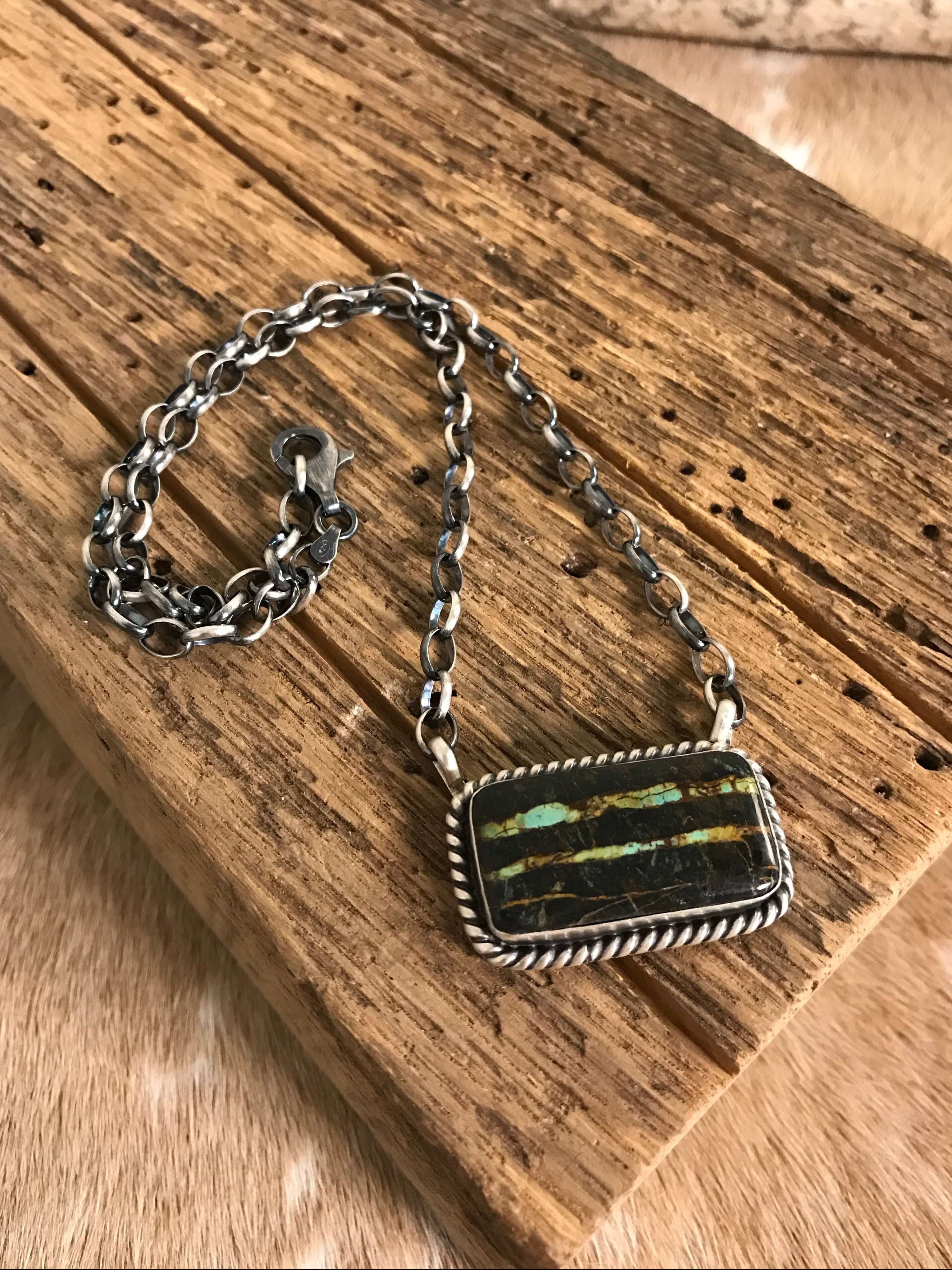 The Glenrio Black Jack Necklace, 3-Necklaces-Calli Co., Turquoise and Silver Jewelry, Native American Handmade, Zuni Tribe, Navajo Tribe, Brock Texas