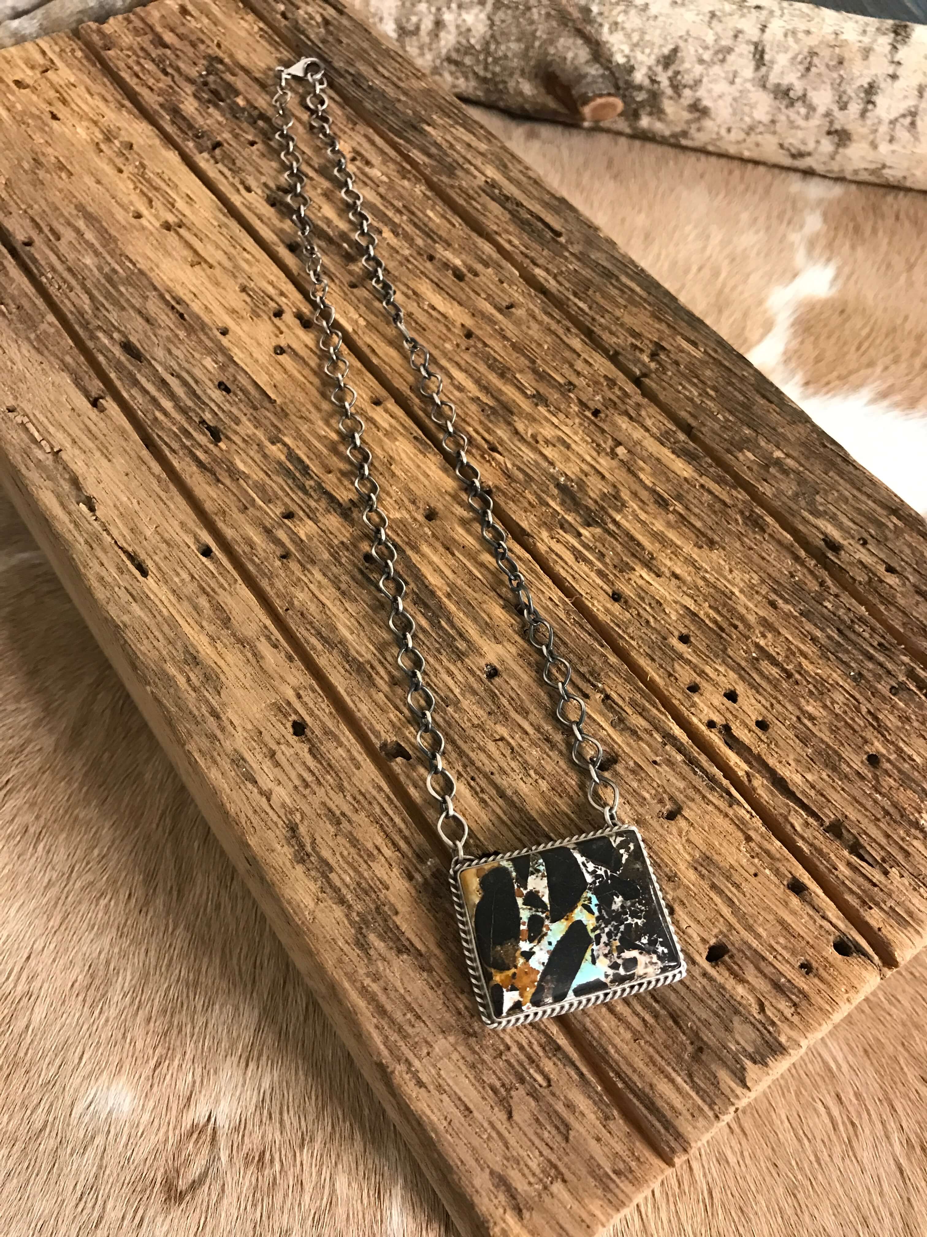 The Corvallis Black Jack Necklace, 2-Necklaces-Calli Co., Turquoise and Silver Jewelry, Native American Handmade, Zuni Tribe, Navajo Tribe, Brock Texas