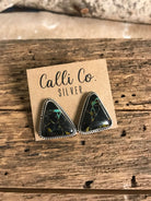 The Black Jack Studs, 2-Earrings-Calli Co., Turquoise and Silver Jewelry, Native American Handmade, Zuni Tribe, Navajo Tribe, Brock Texas
