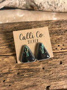 The Black Jack Studs, 3-Earrings-Calli Co., Turquoise and Silver Jewelry, Native American Handmade, Zuni Tribe, Navajo Tribe, Brock Texas