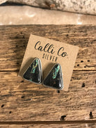 The Black Jack Studs, 3-Earrings-Calli Co., Turquoise and Silver Jewelry, Native American Handmade, Zuni Tribe, Navajo Tribe, Brock Texas