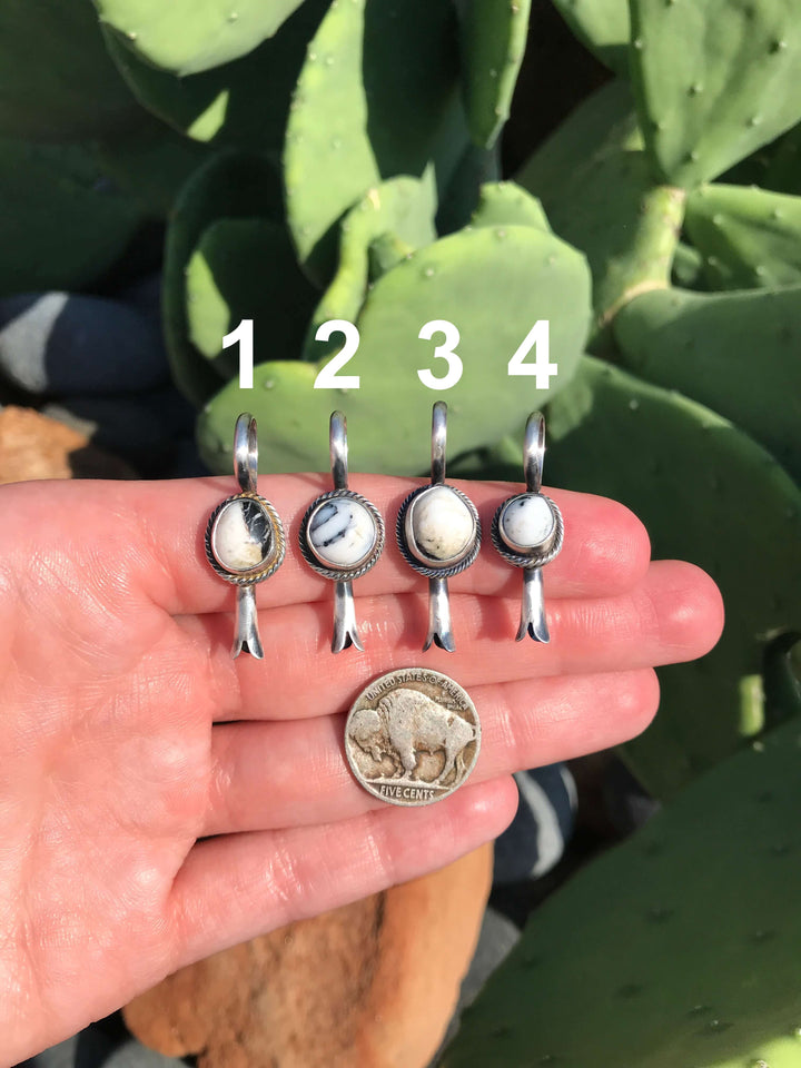 The Petite Blossom Pendant in White Buffalo-Pendants-Calli Co., Turquoise and Silver Jewelry, Native American Handmade, Zuni Tribe, Navajo Tribe, Brock Texas